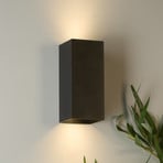 London Square wall lamp, black, height 15 cm, metal, 2-bulb.