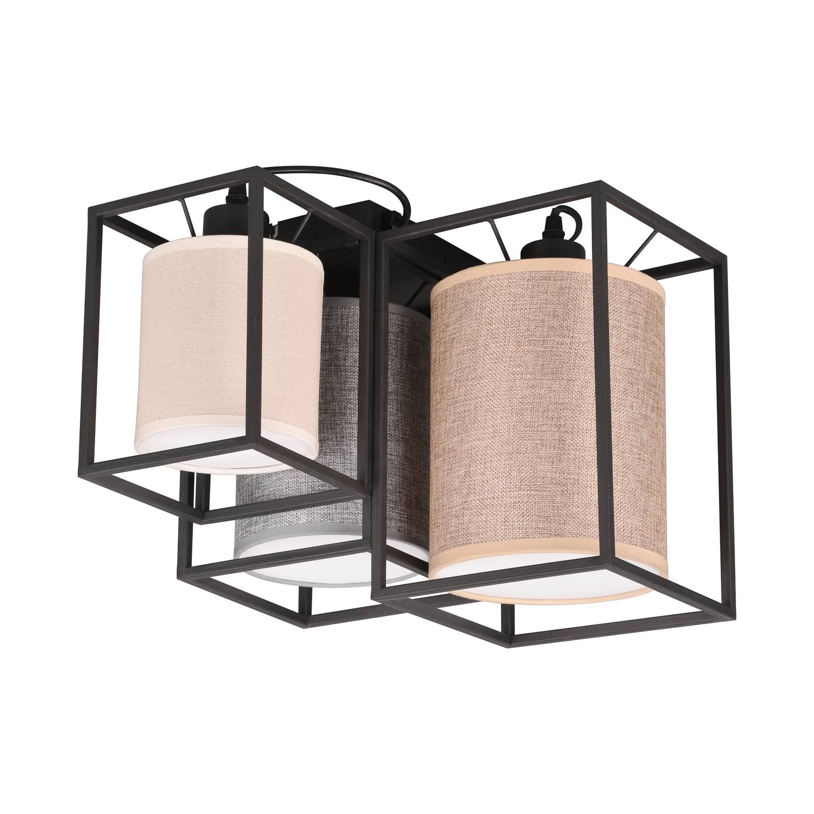 Trio Deckenleuchte Ross 3-flammig Schwarz Matt 40,5 cm x 34 cm günstig online kaufen