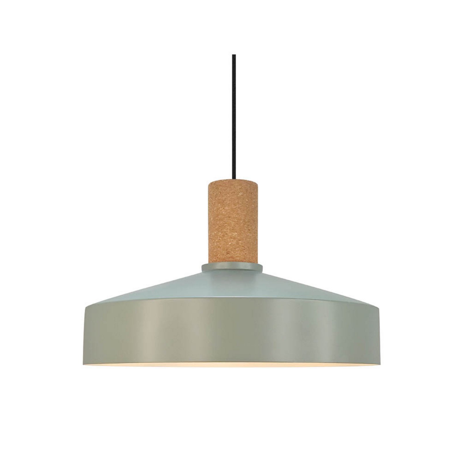 Pendellampe Elvas, staubgrün, Ø 37 cm, Metall/Kork