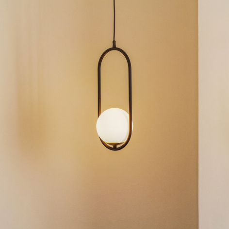 Lampa wisząca Samba, szkło opalowe/czarna, 1-pkt.