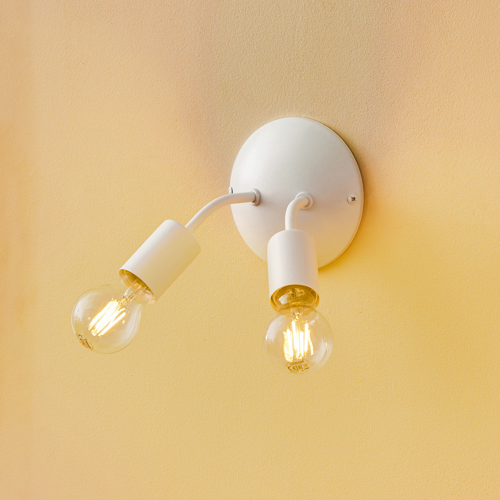 Go socket wall lamp, two-bulb, white