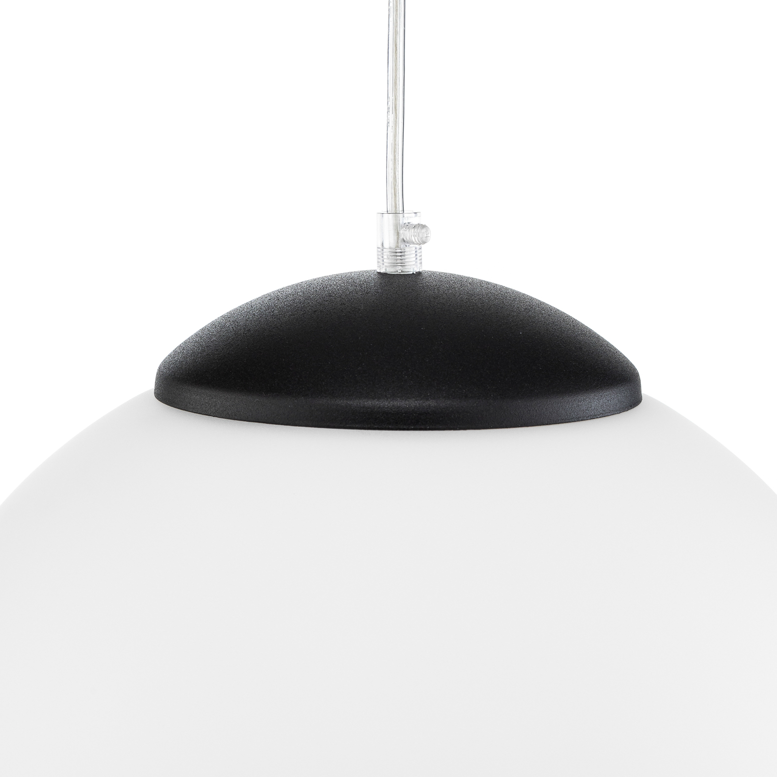 Lámpara colgante esférica, cristal opalino/cromo, Ø 30 cm