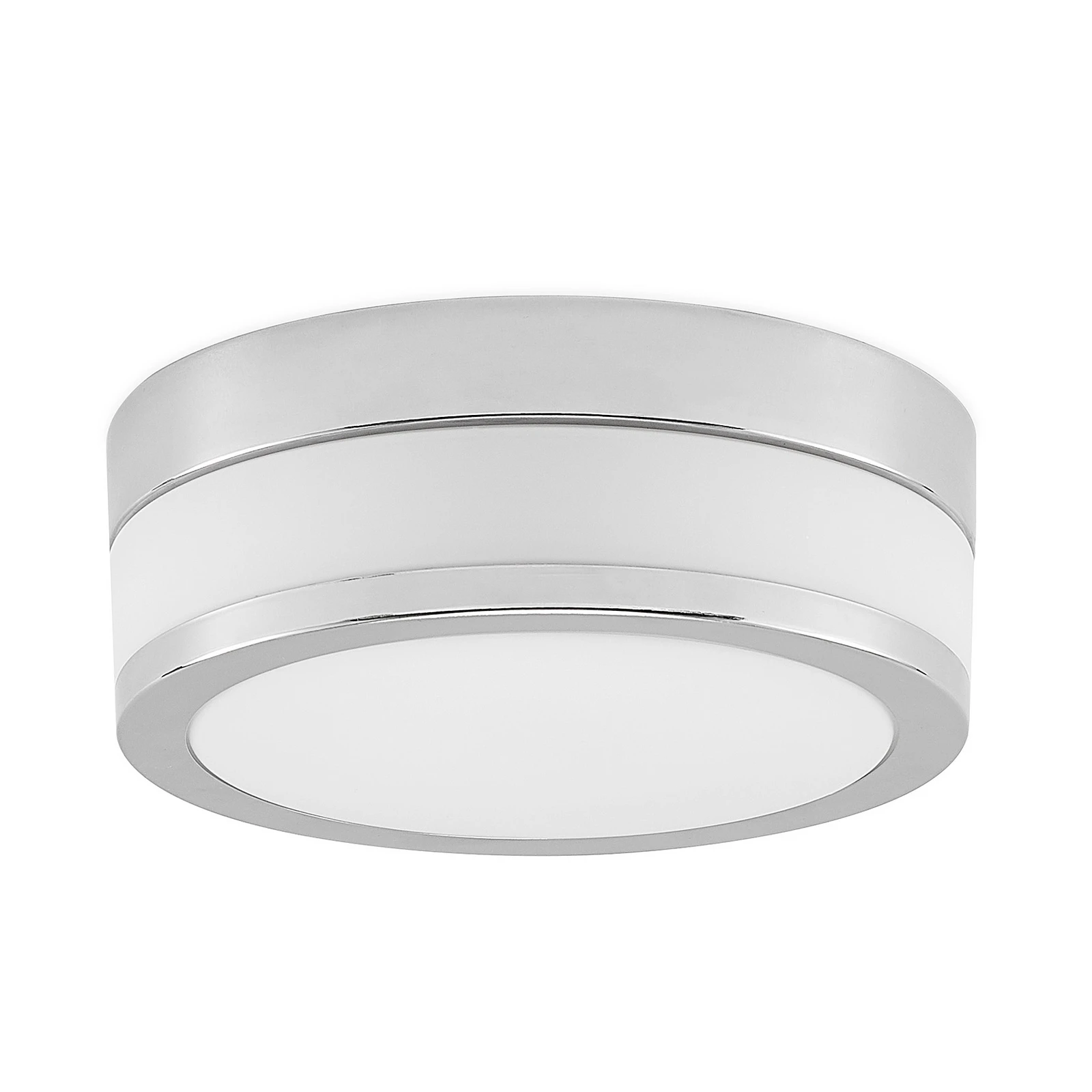 Lindby Flavi ceiling lamp, Ø 23 cm, chrome, glass, IP44, E27