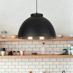 Pakabinamas šviestuvas „Dock“, matinė juoda spalva, skersmuo 45 cm, metalas