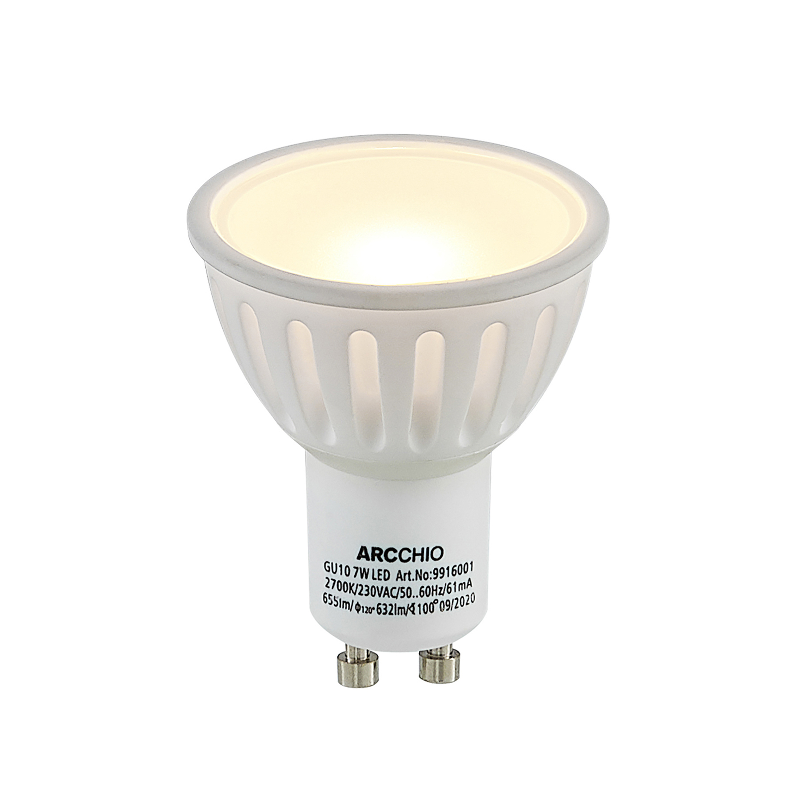 Arcchio GU10 bulb 100° 7 W 3,000 K dimmable 2-pack