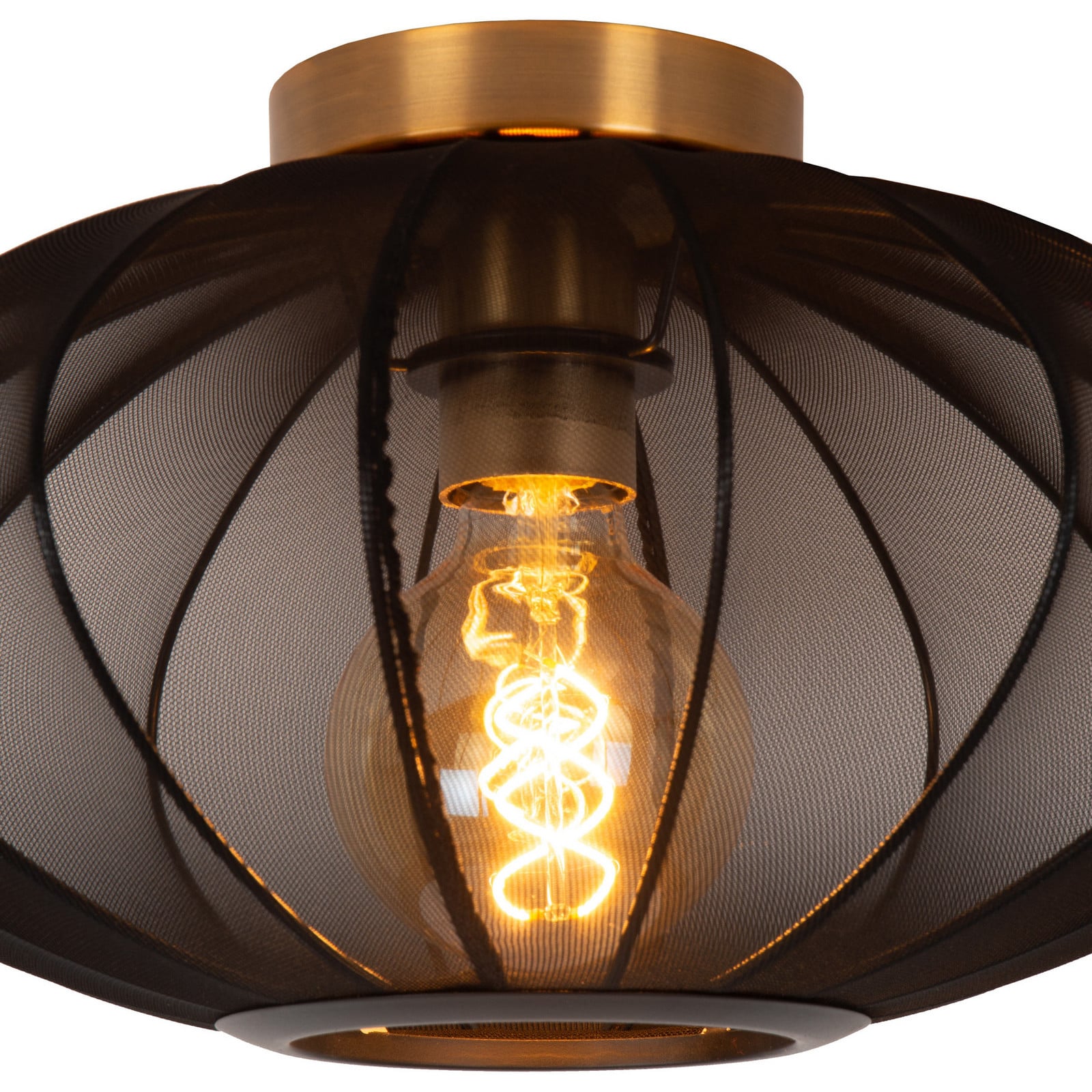 Lucide Corina plafonieră negru Ø 40 cm E27 - Camera de zi / sufragerie - negru auriu - Plastic