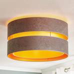 Duo ceiling light, fabric, grey/gold Ø 60 cm
