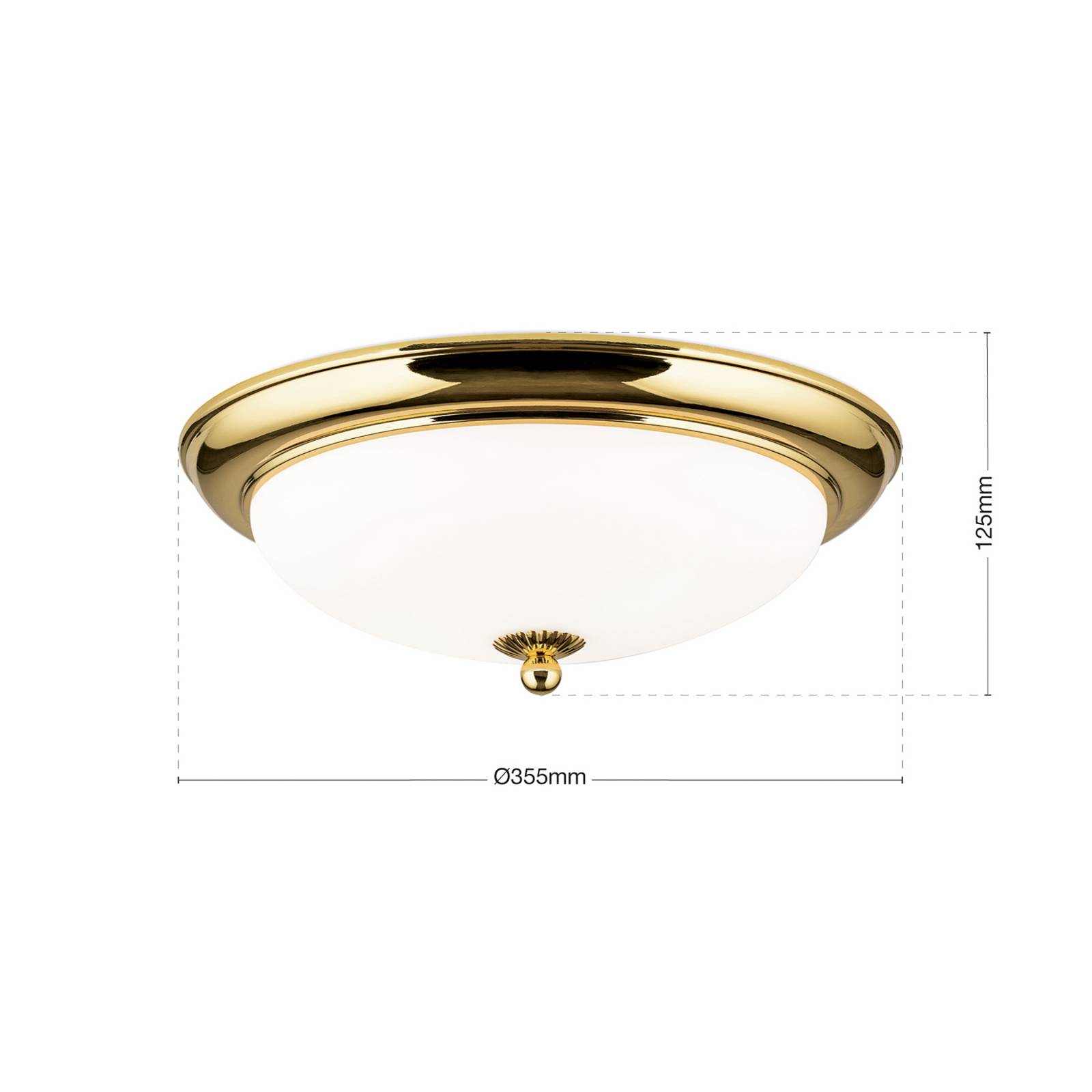 Lampa sufitowa Empire, Ø 35,5 cm, złota, matowe opalowe szkło