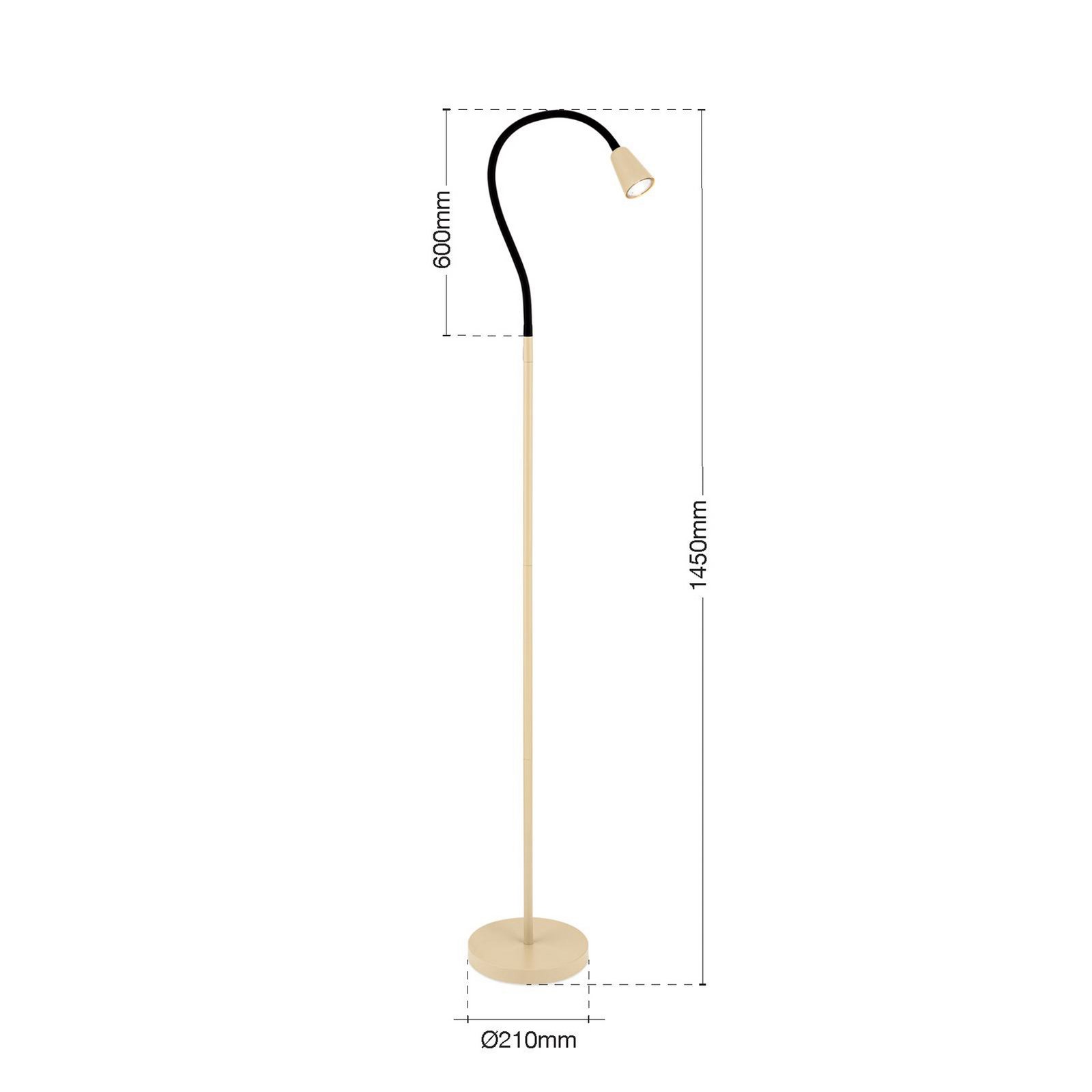 Piantana Dotty, kaki, altezza 145 cm, braccio flessibile, GU10