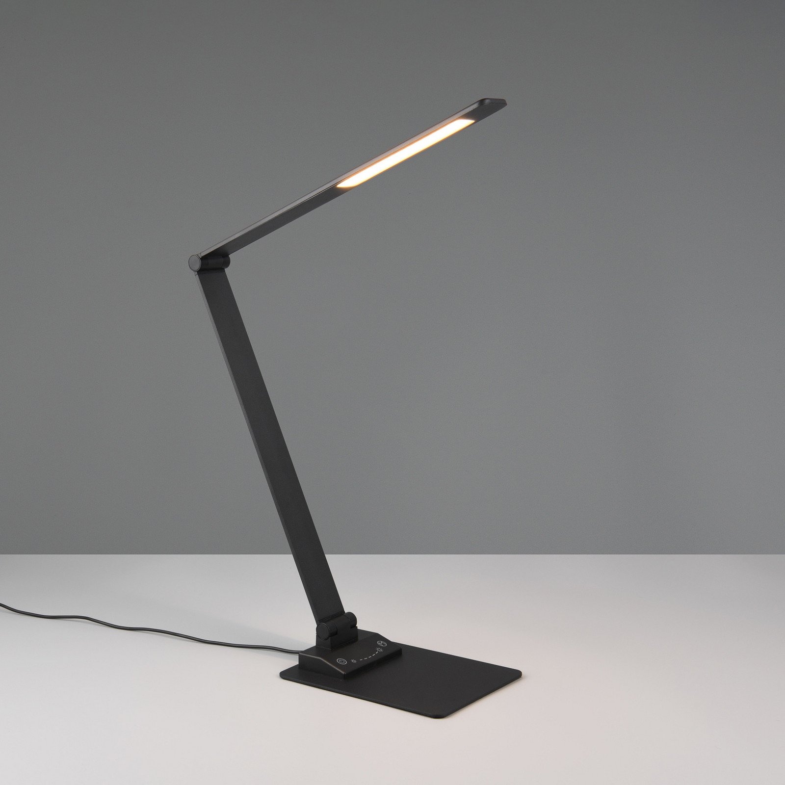 Trio Lighting Lampă de masă Travis LED negru CCT reglabilă tactilă USB - Studiu / Birou - modern - negru mat - Metal