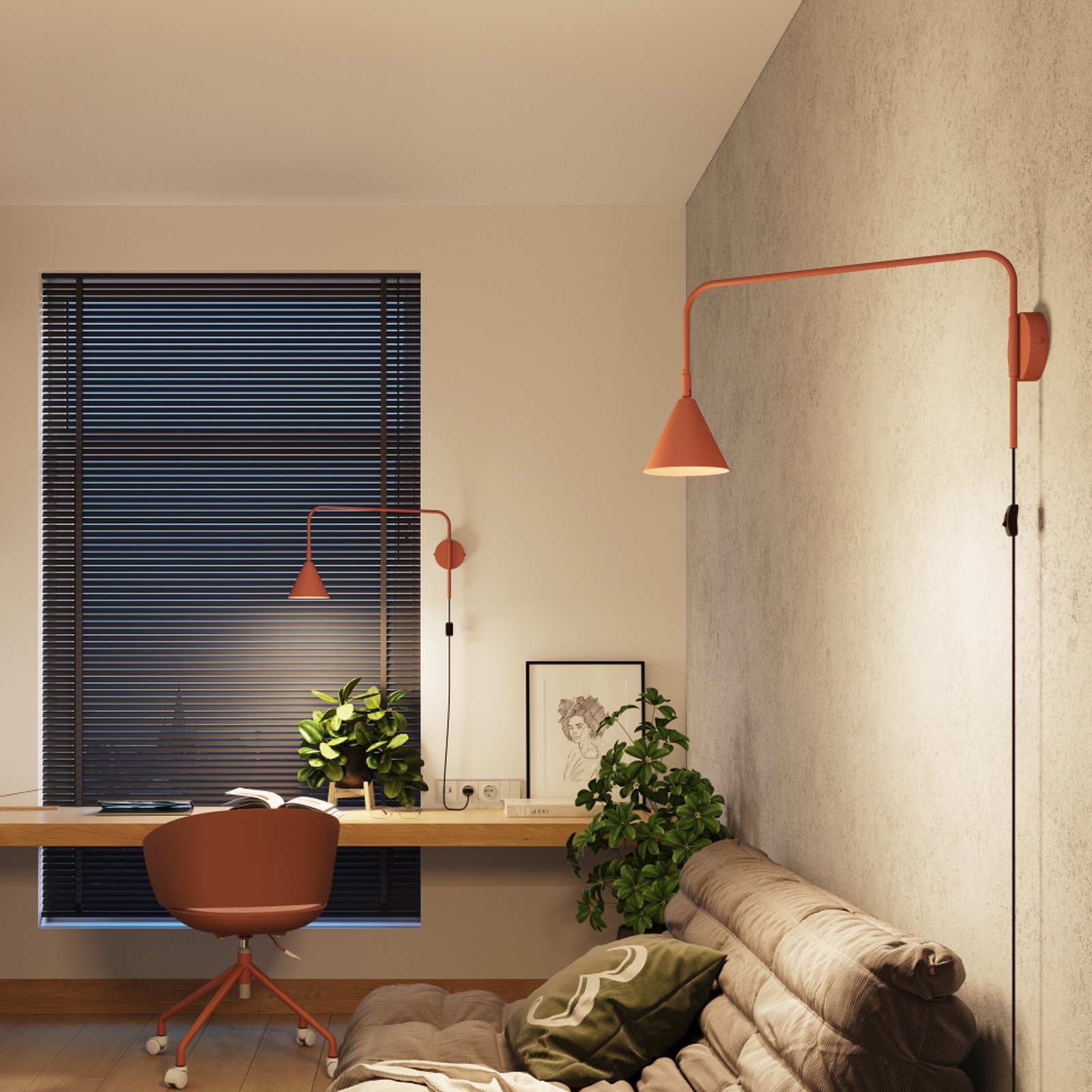 Wandleuchte LYS, ocker, Ø 14 cm, Metall, Stecker, E14 Wandleuchte LYS, ocker, Ø 14 cm, Metall, Stecker, E14