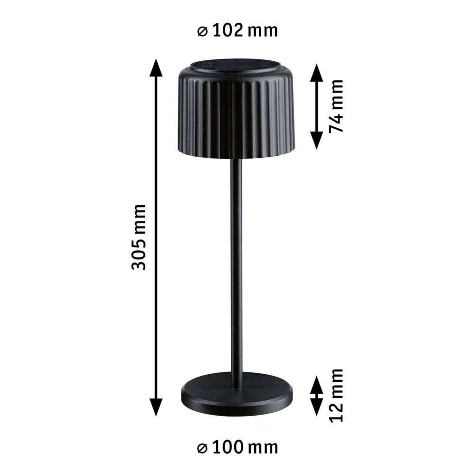 Else Solárne Články Stolová Lampa w/USB-C Dim. IP44 Čierna - Paulmann