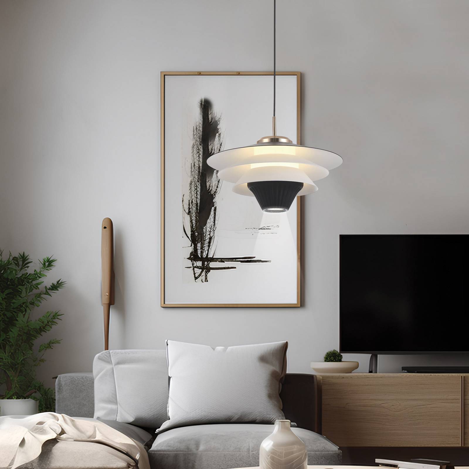Lampa wisząca LED Manley, czarno-biała, Ø 22 cm, metal