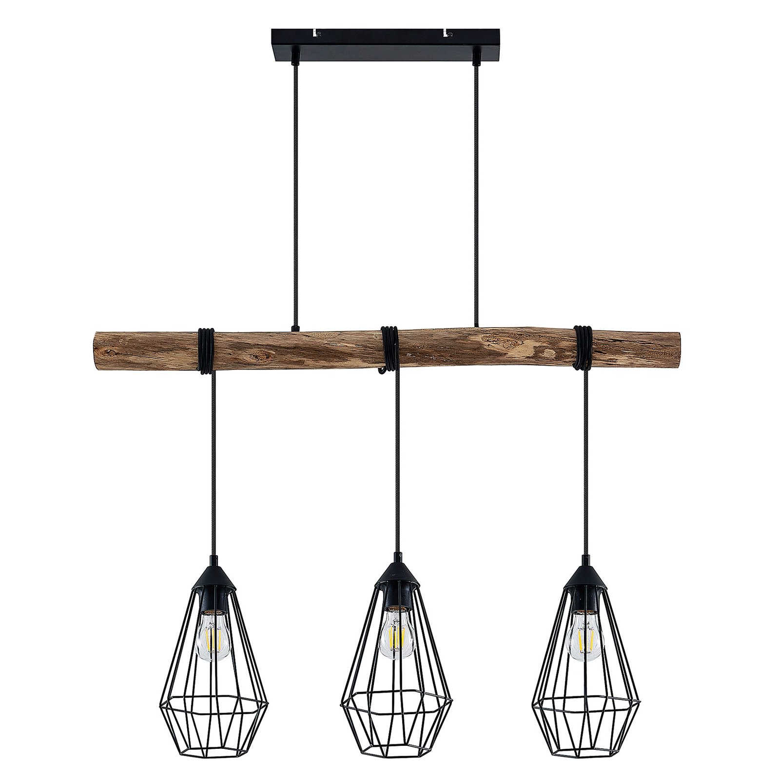Eldarion 3 Pendant Black/Wood - Lindby