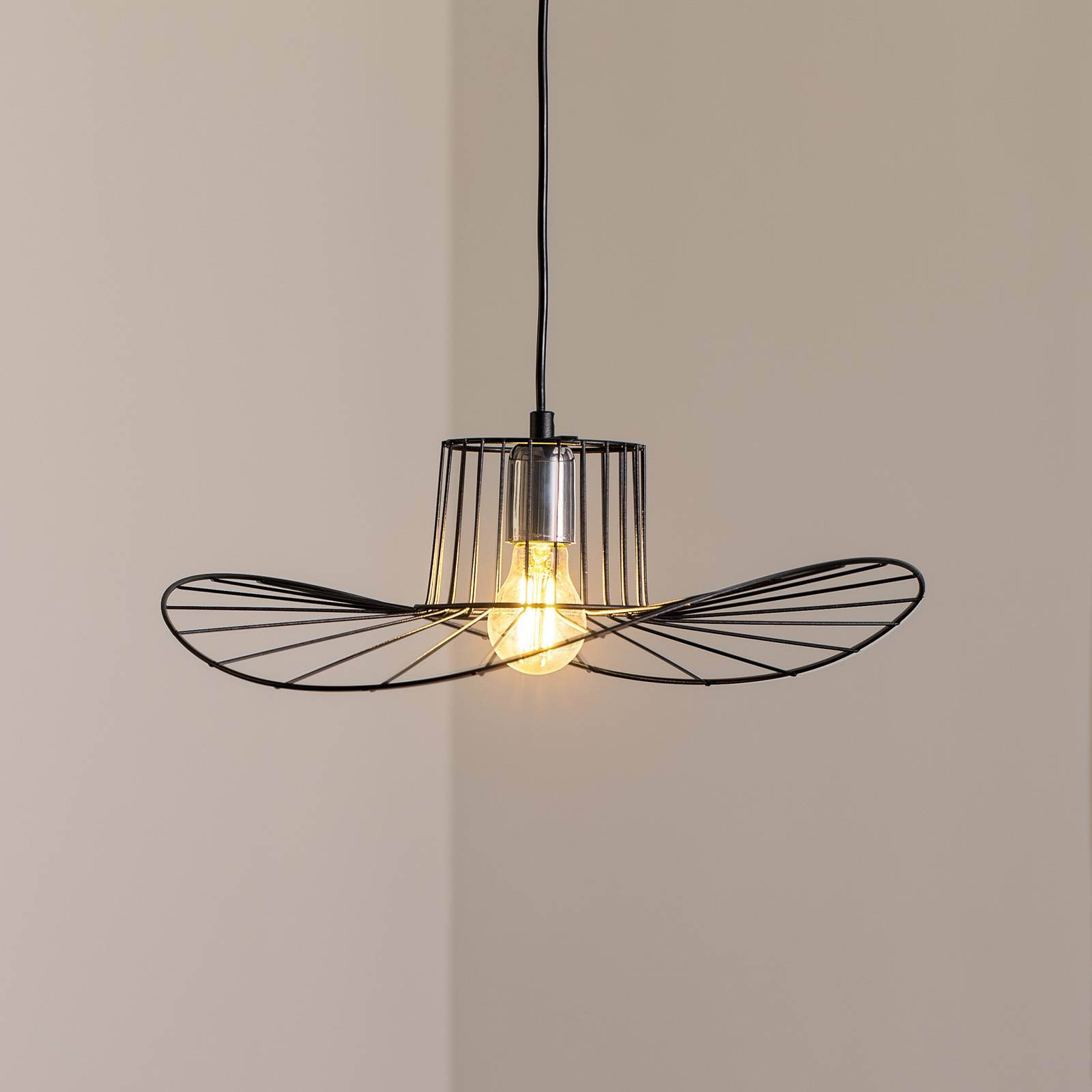 Żyrandol Tel, czarny, Ø 50 cm, metal