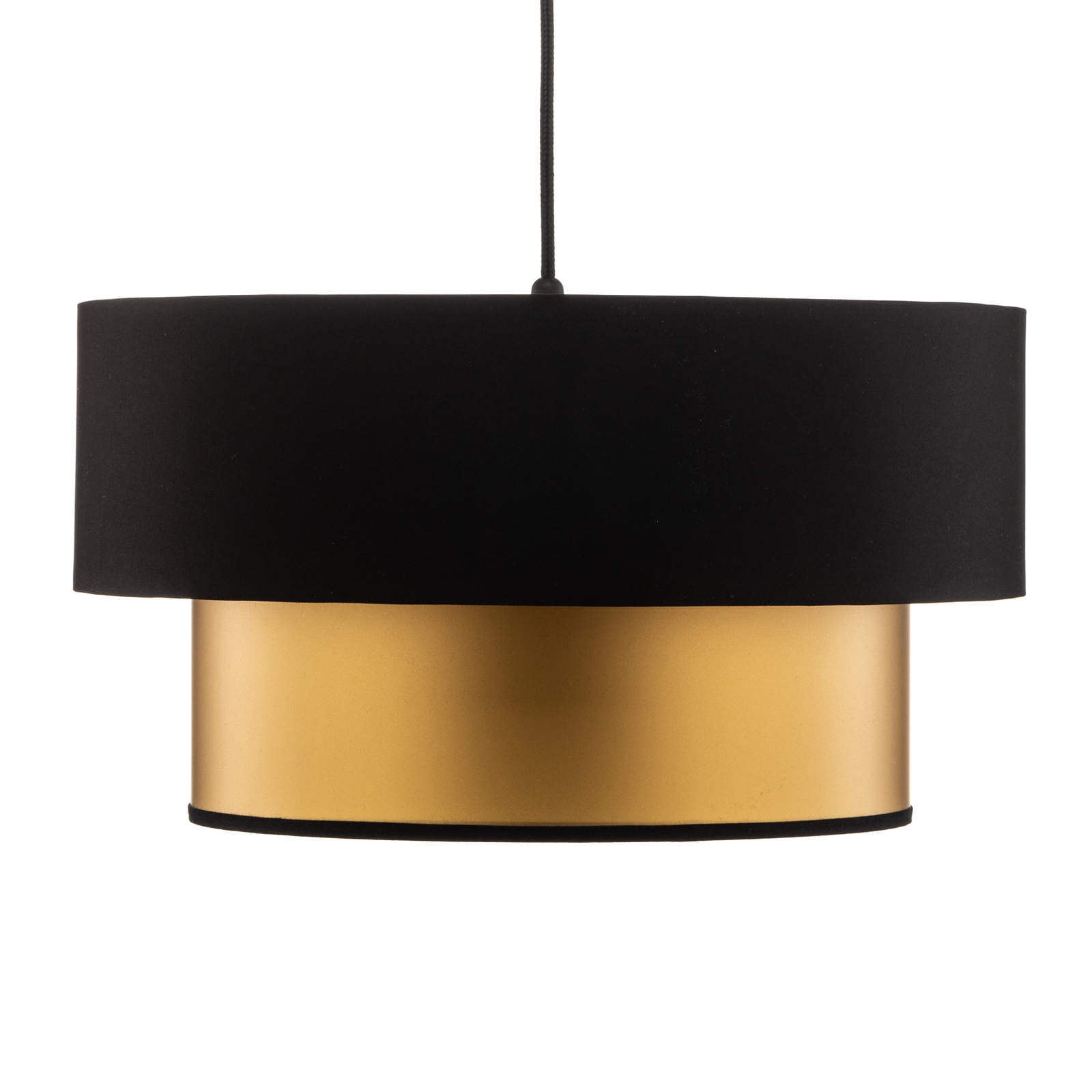 Dorina hanging light, black/gold, Ø 40 cm