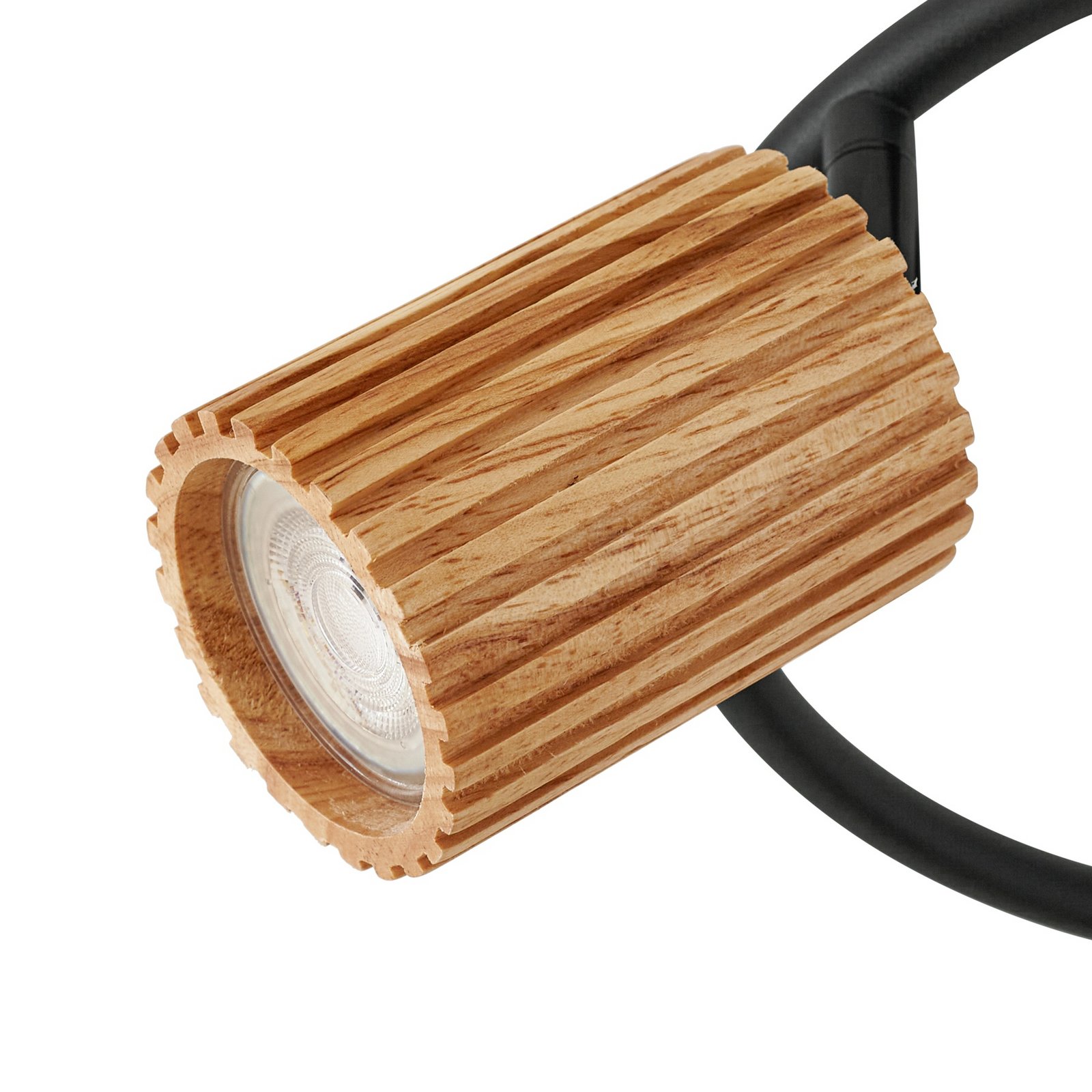Lindby Deckenstrahler Stralino, 3-flammig, Ø31cm, Holz, GU10