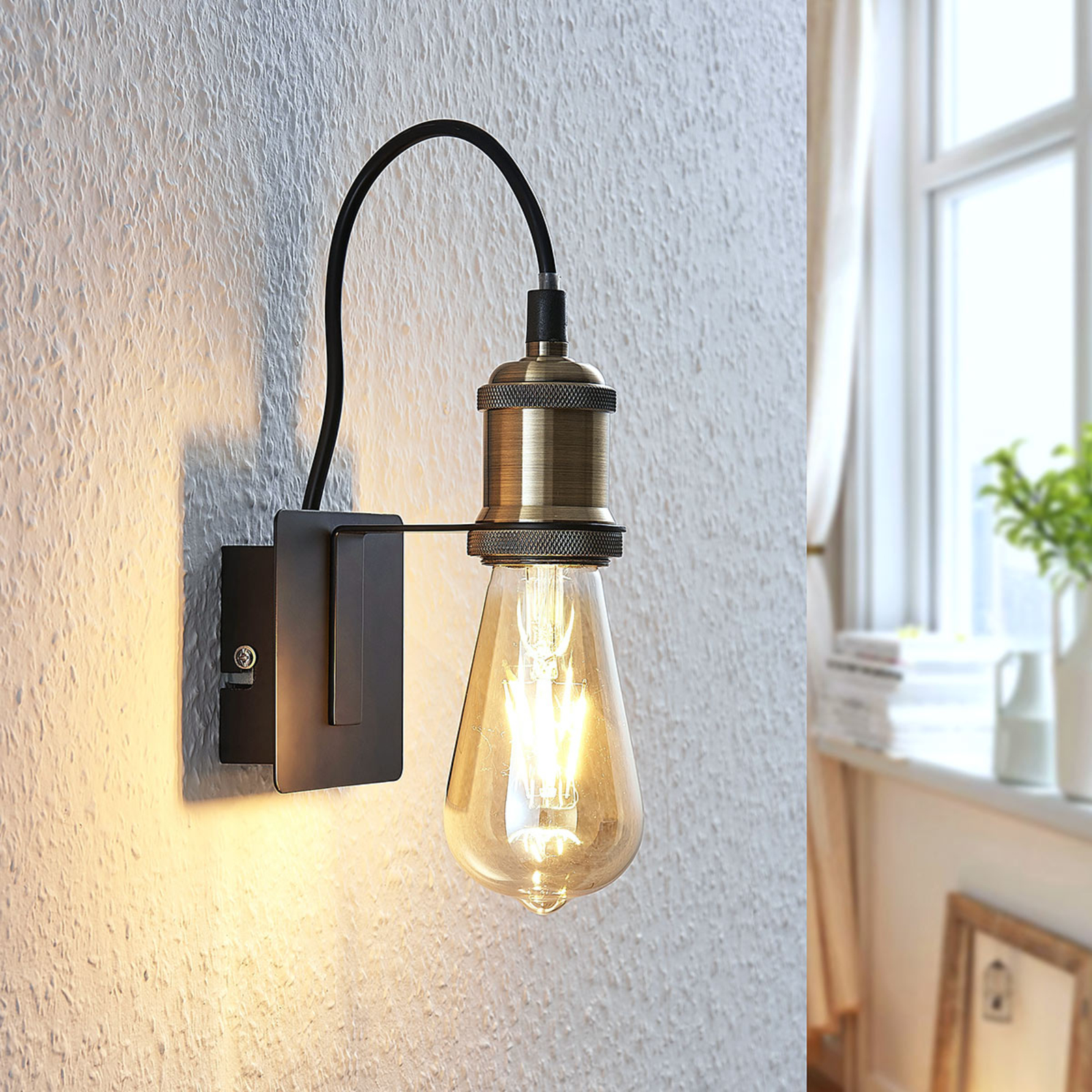 Voorstad Kan worden genegeerd Oxide Vintage wandlamp Aurella, antiek koper | Lampen24.be