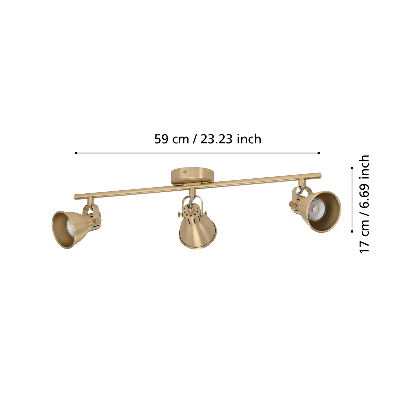 Spot de tavan Seras, alamă aurită periat, 3 flăcări