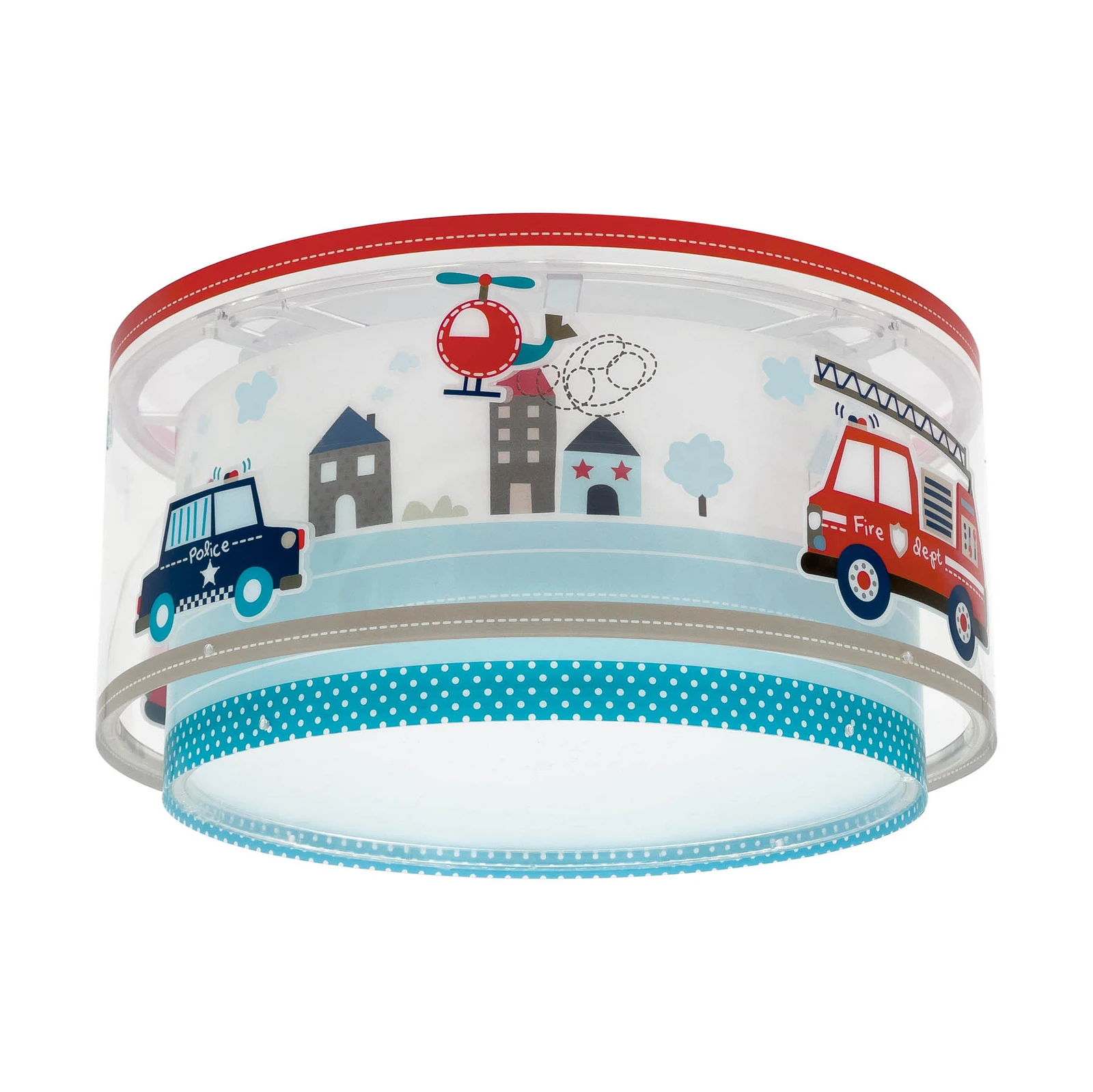 Stropné svietidlo Dalber POLICE, modré/biele, Ø 33 cm