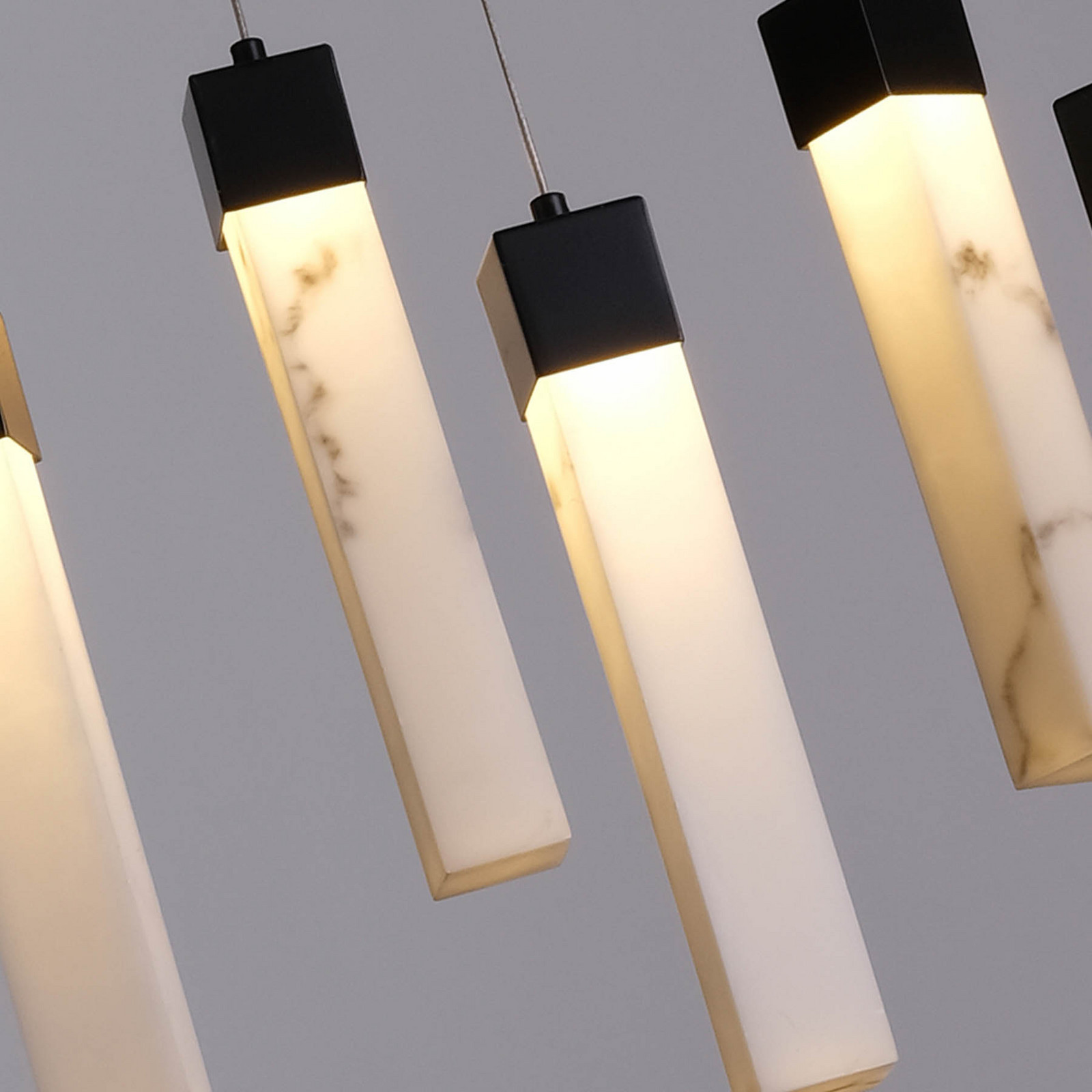 Searchlight Lampă suspendată LED Moonbeam 10 becuri negru alb metal - Camera de zi / sufragerie