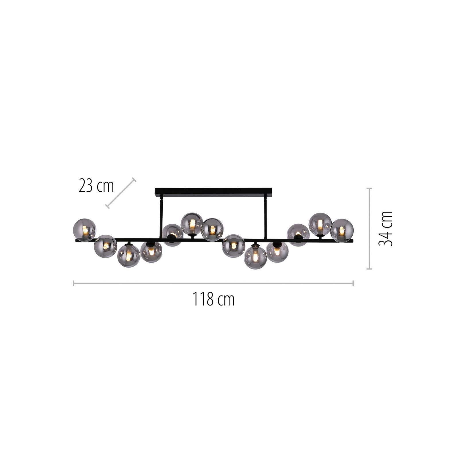Schöner Wohnen plafoniera Dubai, vetro fumé, 13 luci, G9 Schöner Wohnen plafoniera Dubai, vetro fumé, 13 luci, G9