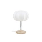 Elovie table lamp, natural/chrome, fabric/travertine, 35 cm – NOLA
