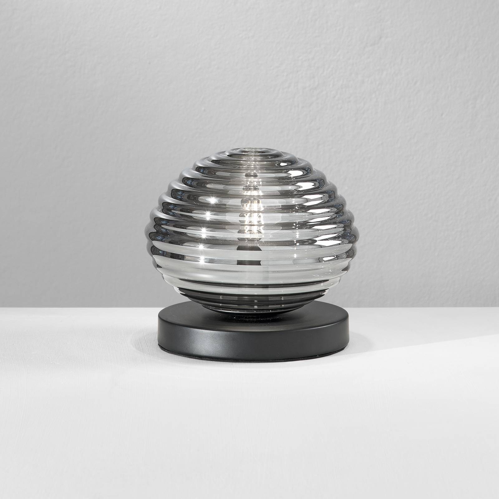 Levně Stolní lampa Ripple, černá/kouřově šedá, Ø 18 cm