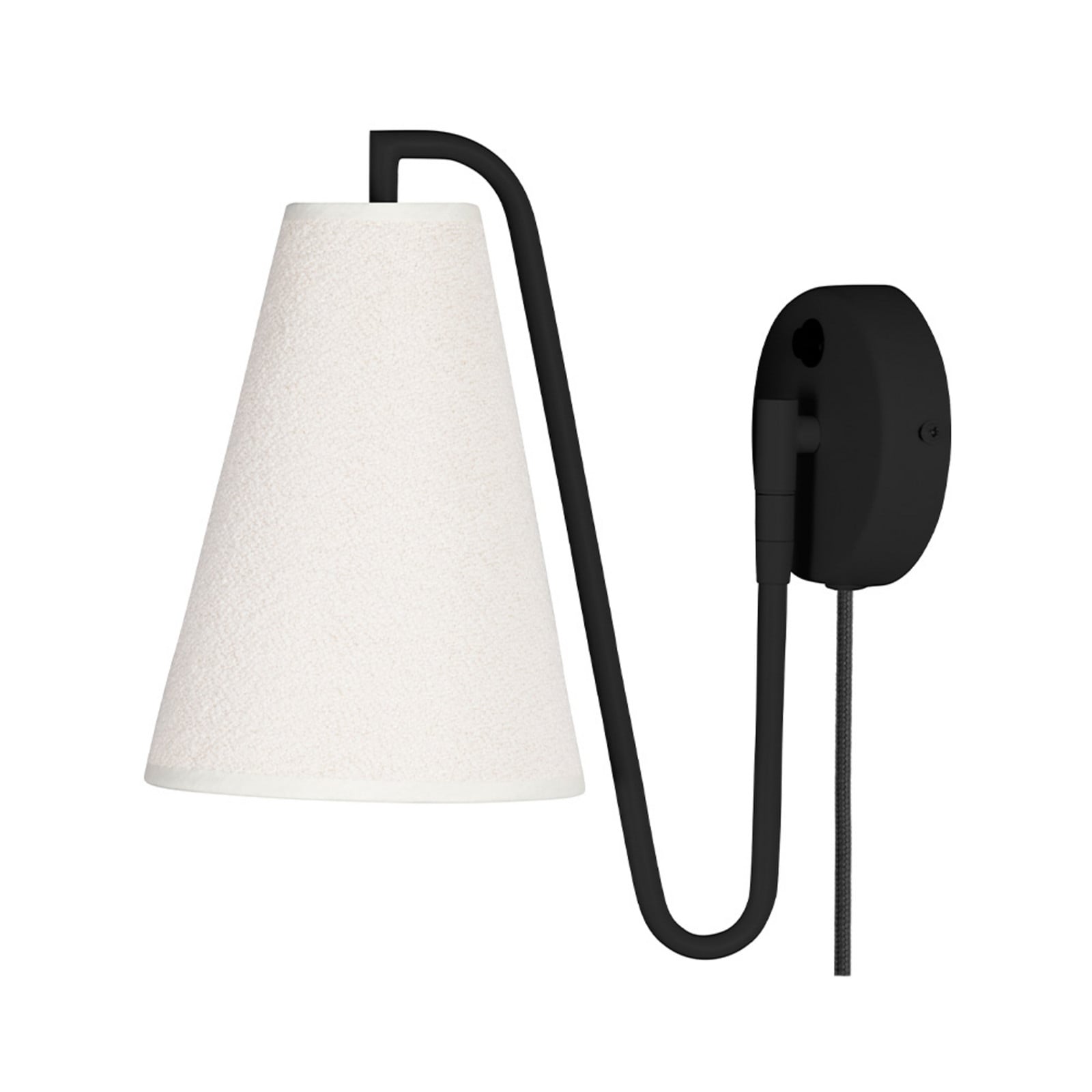 Lou Wandleuchte Bouclé Weiß/Schwarz Globen Lighting - Wohnzimmer - Stoff / Textil