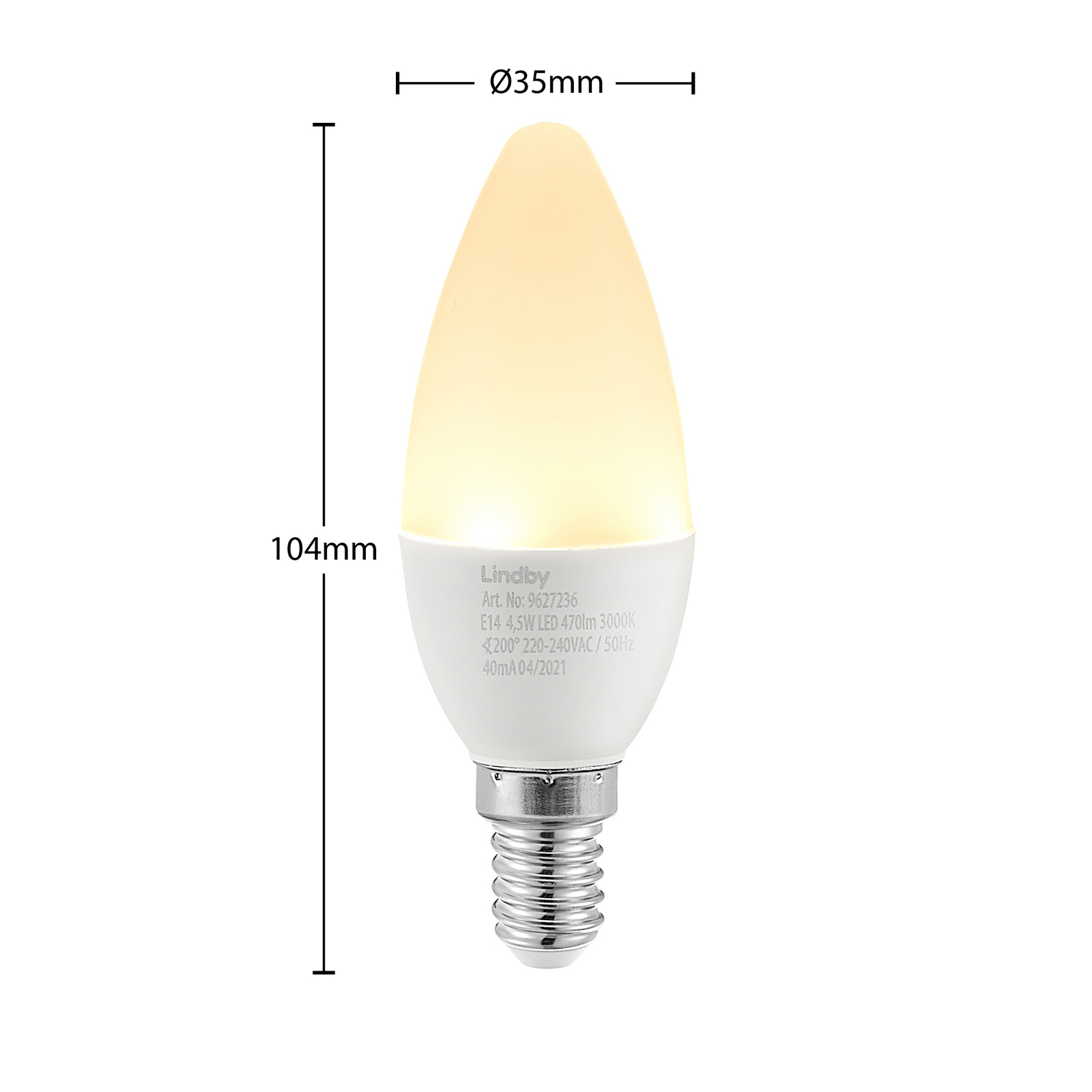 Lindby-LED-kynttilälamppu E14 C35 4,5W 3000K opal
