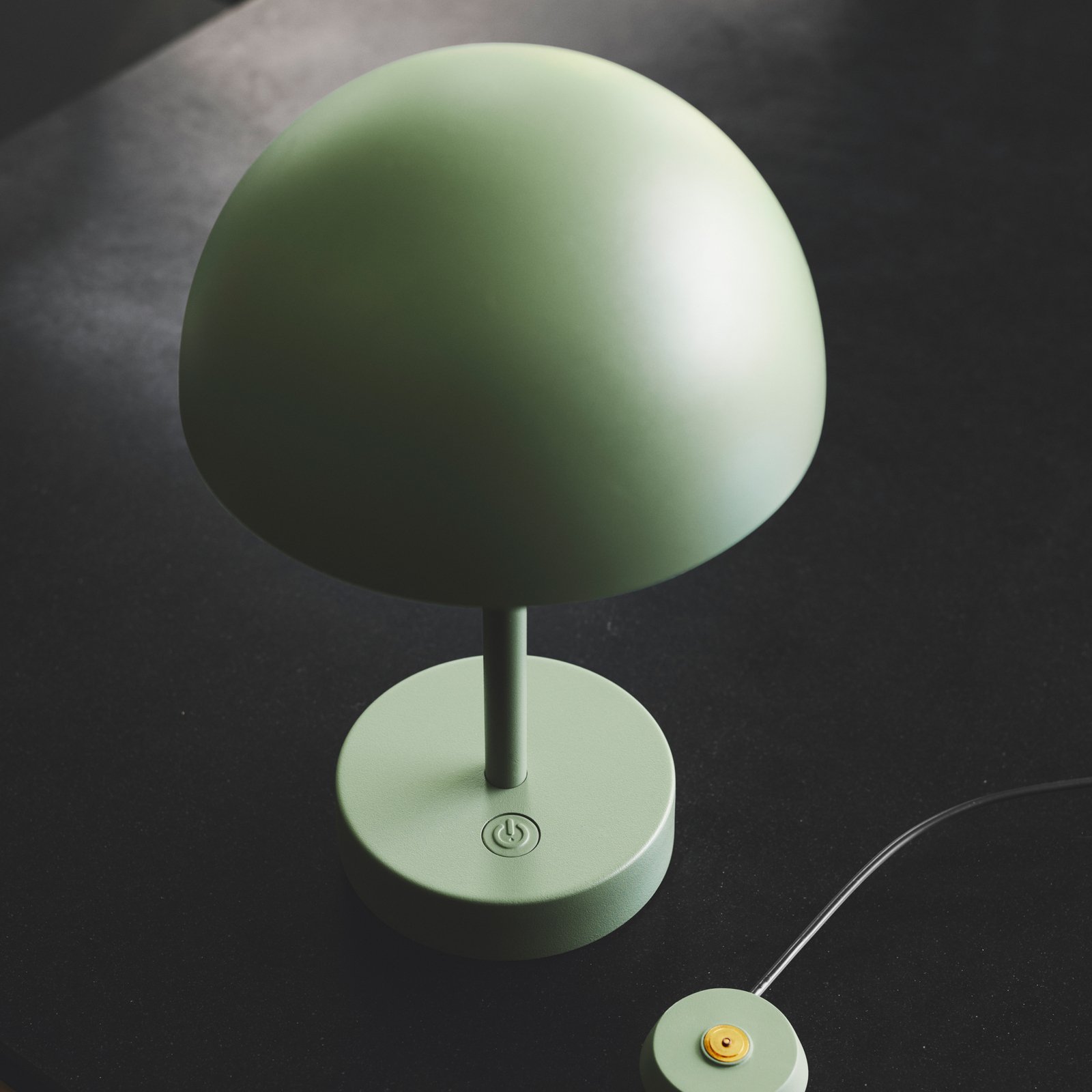 Ellen To-Go rechargeable LED table lamp, aluminium, olive green