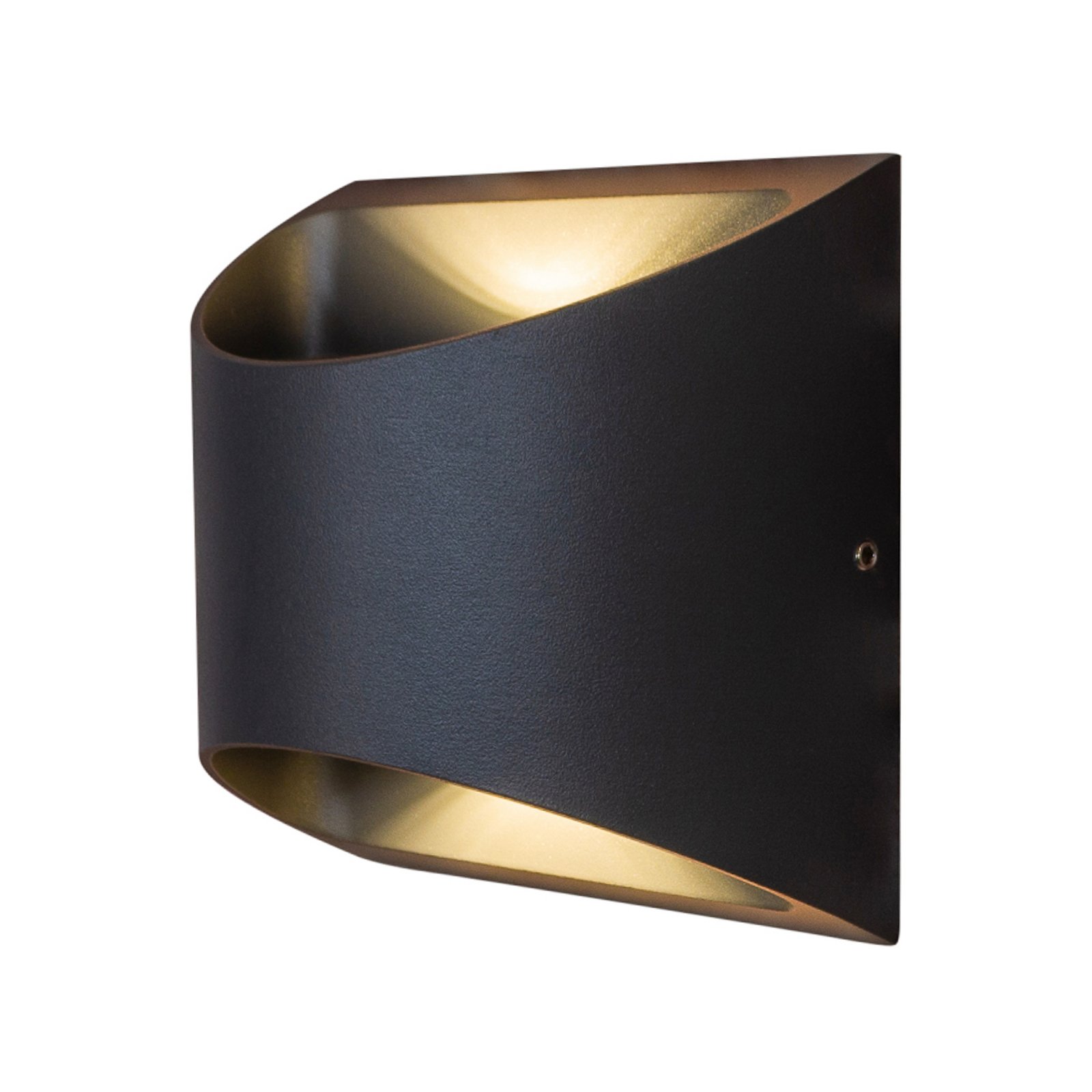 Aplique para exterior Dodd, negro, aluminio, semicircular