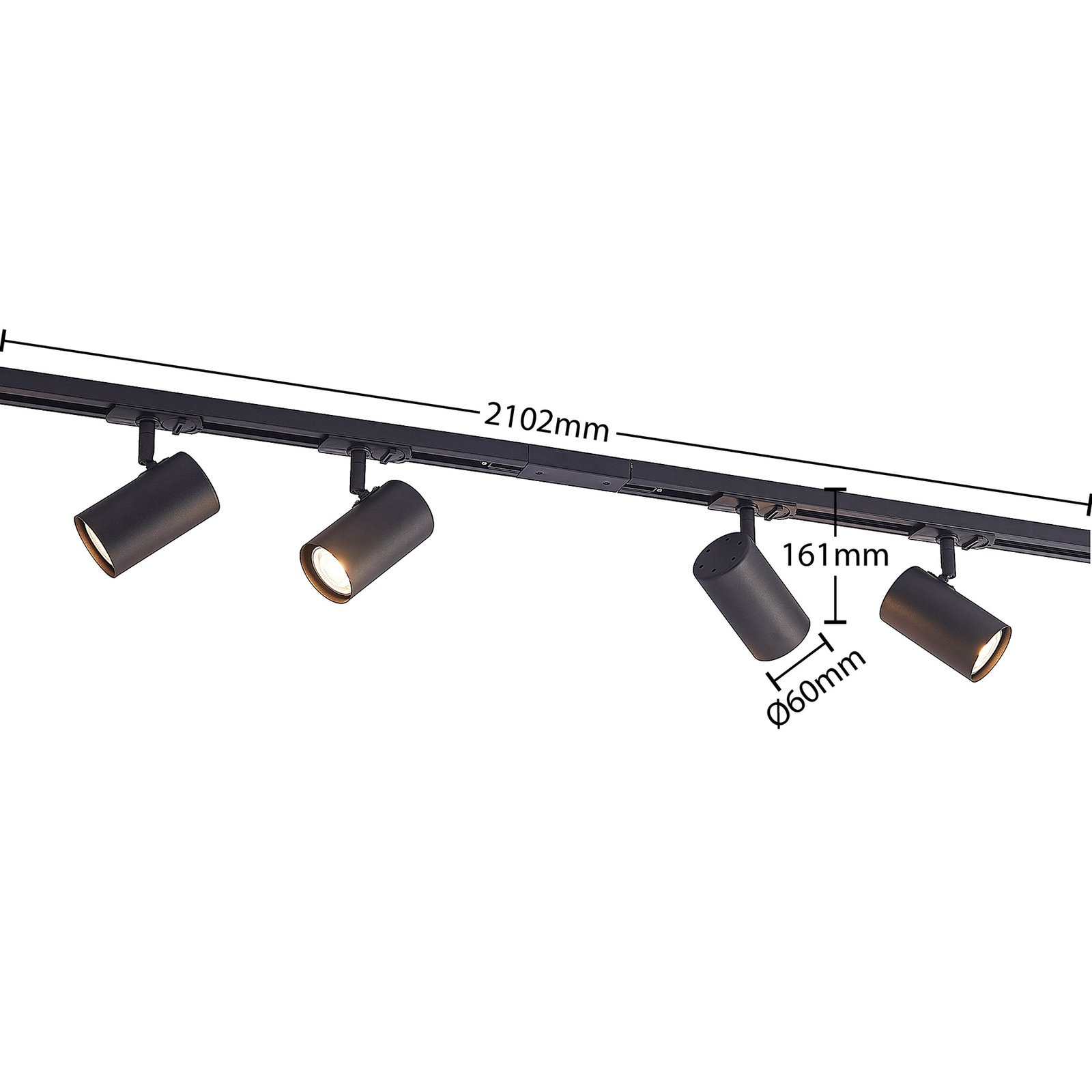 Lindby Schienensystem Linaro, GU10, 4-flg., schwarz, Ø 6 cm