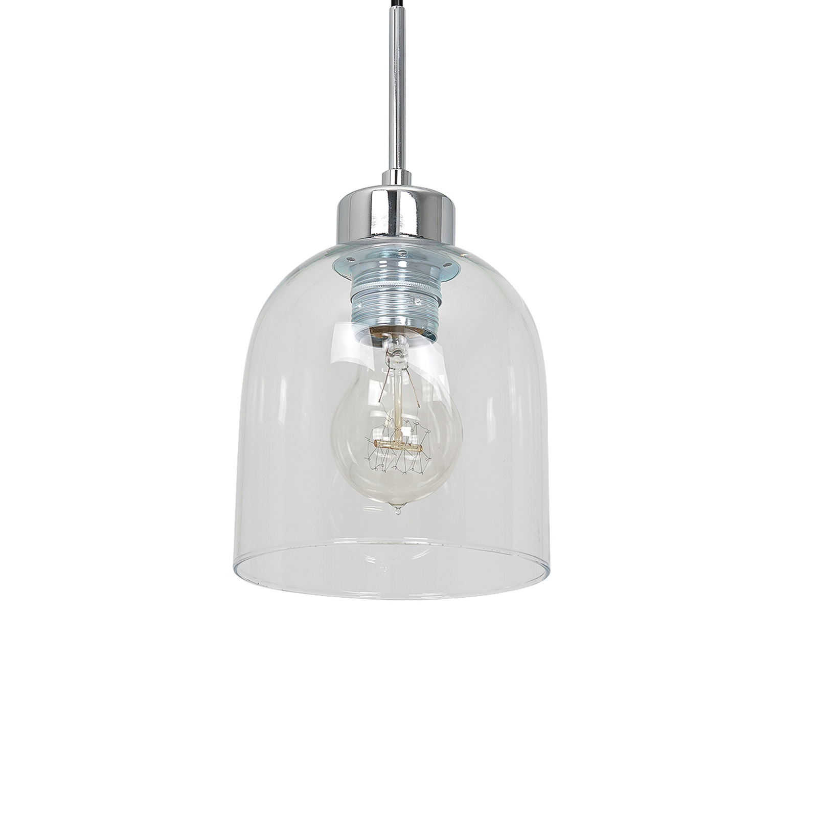 Fill hanging light, clear/chrome, 3-bulb, linear