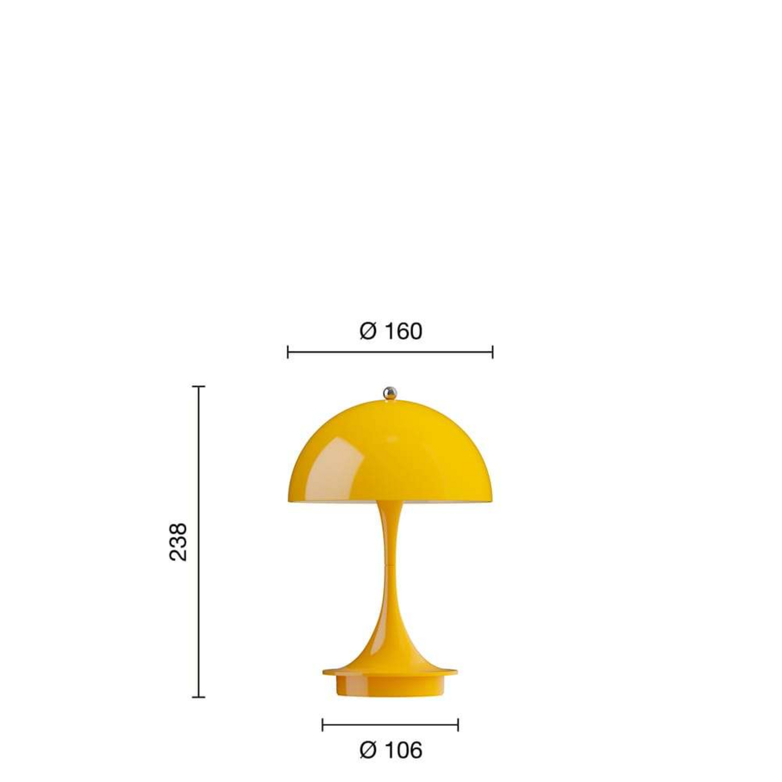 Panthella 160 Portable Lámpara de Sobremesa V3 Opaque Amarillo, - Louis Poulsen