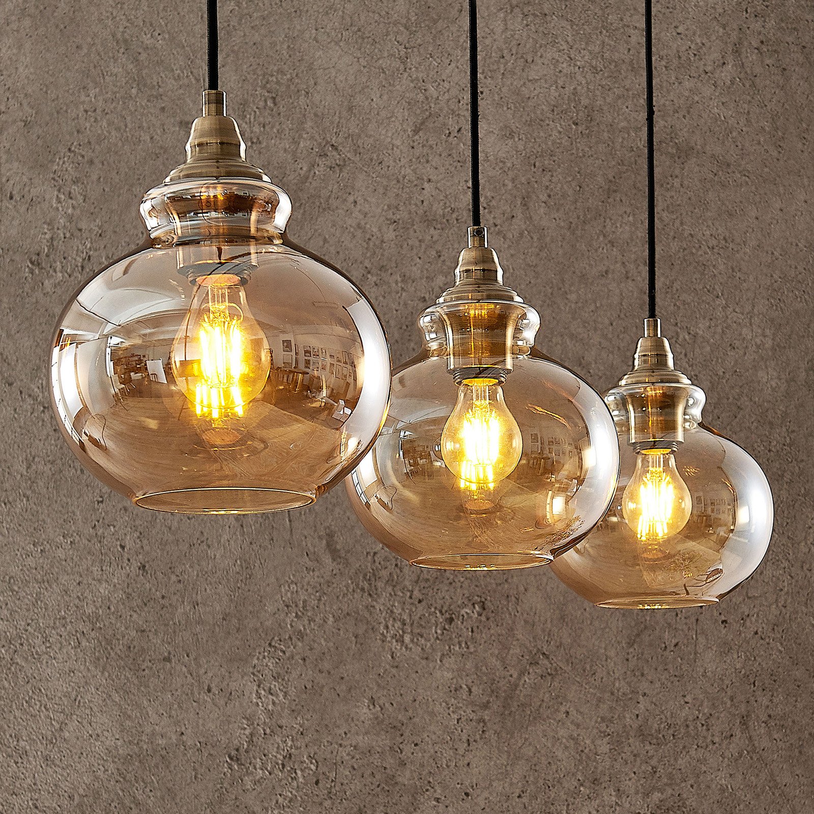 Tymoni Hanglamp Amber/Wood - Lindby