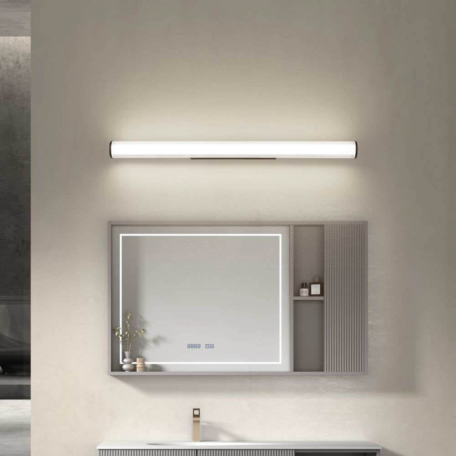 Kirka LED Aplique de Pared CCT IP44 Negro/Blanco - Lindby