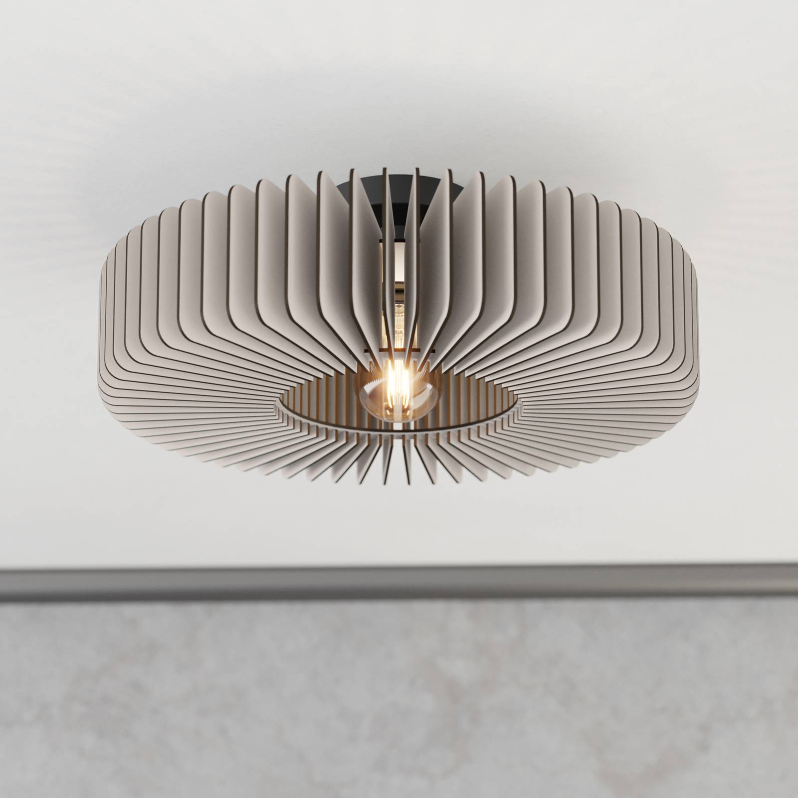 Deckenlampe Palombaia, weiß, Ø 50 cm, Stahl/Holz, E27 günstig online kaufen