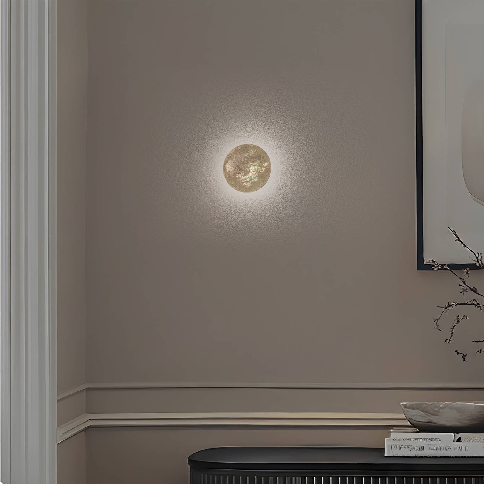 LED-Wandleuchte Ring S, Ø 15 cm, Sperrholz, goldfarben günstig online kaufen
