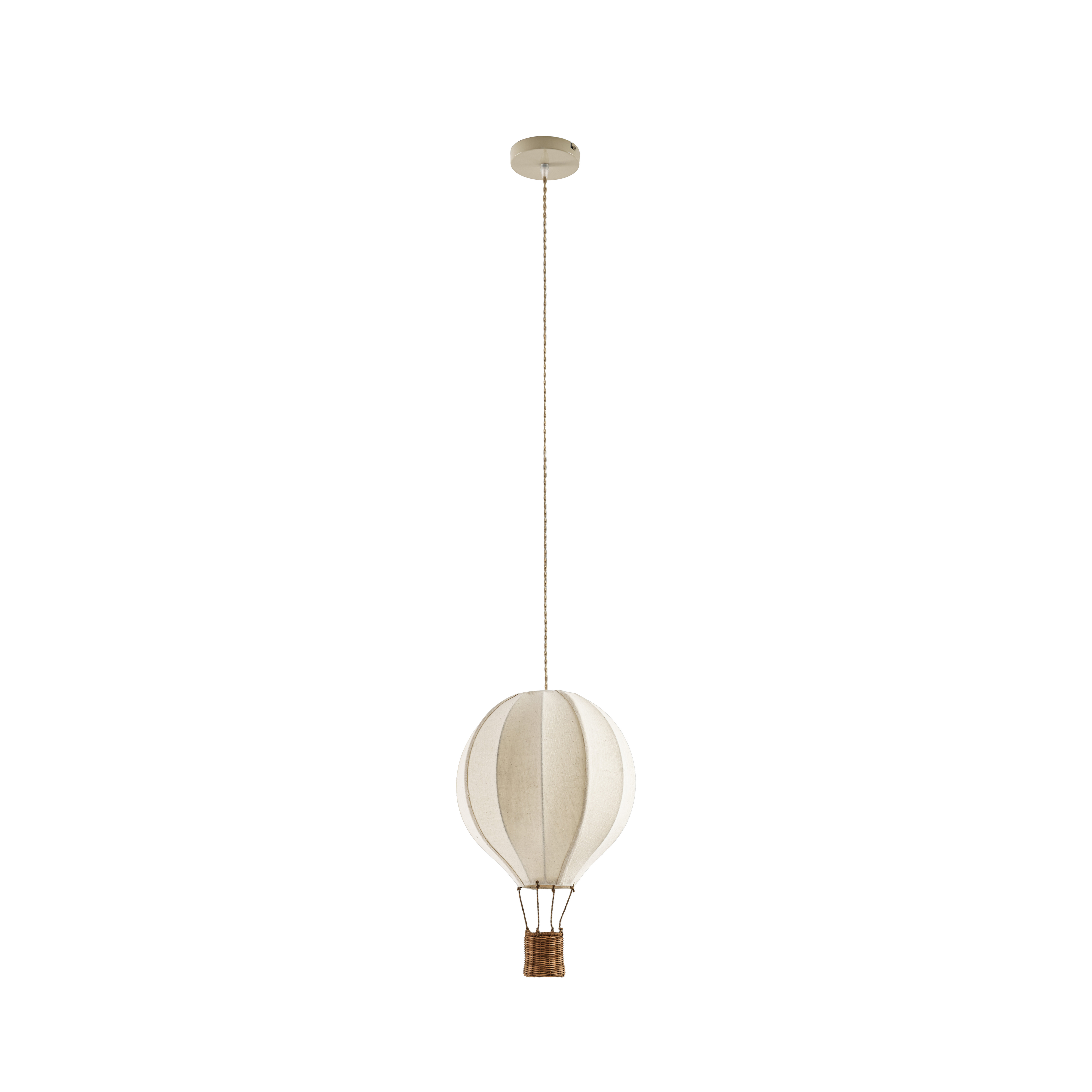 Candeeiro suspenso infantil Aeris, Ø 35 cm, tecido/rattan, bege, E27 - Lindby