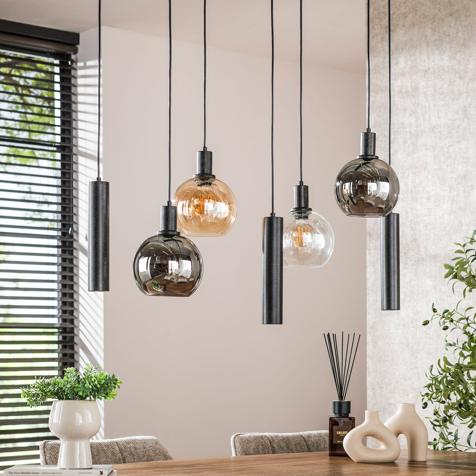 Pendelleuchte Sfera Tricolore, mehrfarbig, 7-flg., E27/GU10