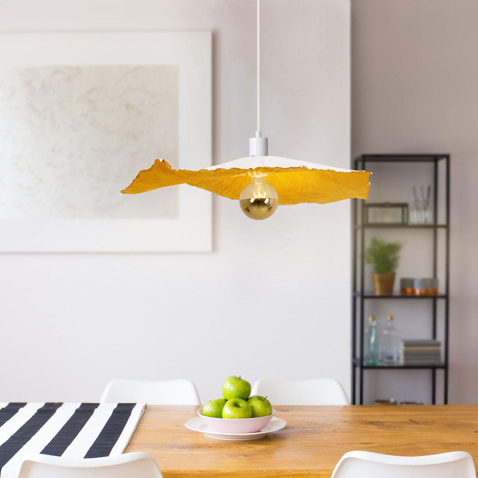 Crazy Paper pendant lamp, white and gold, Ø 56 cm