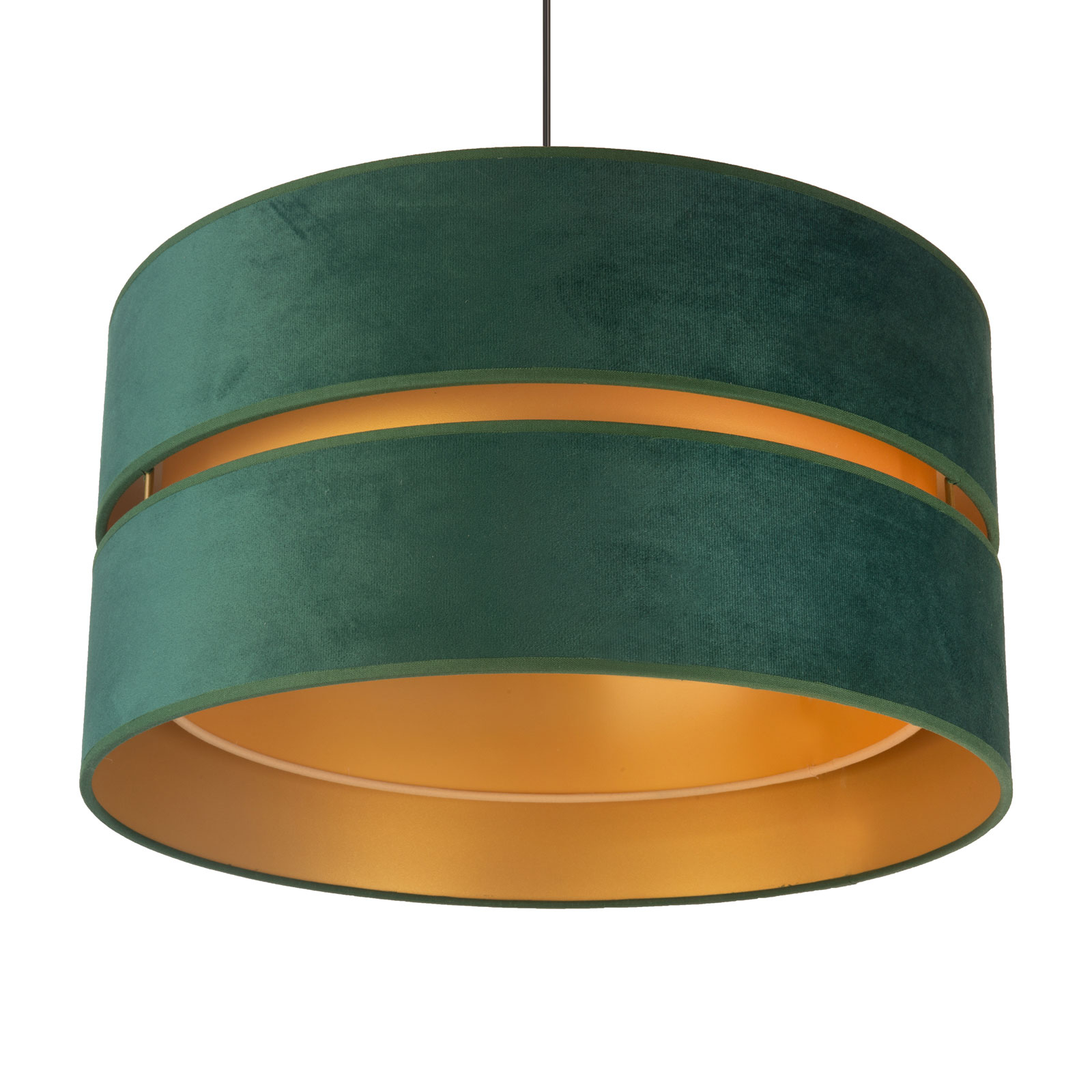 Hänglampa Duo, grön/guld, Ø40 cm, 1 lampa