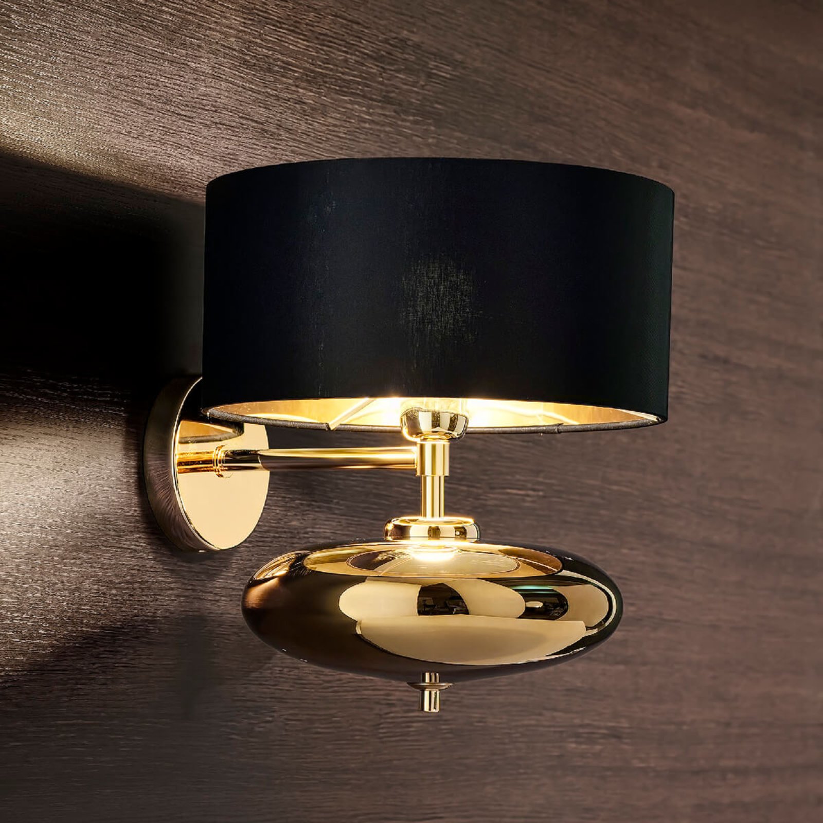 Black and gold - Show Ellisse textile wall light