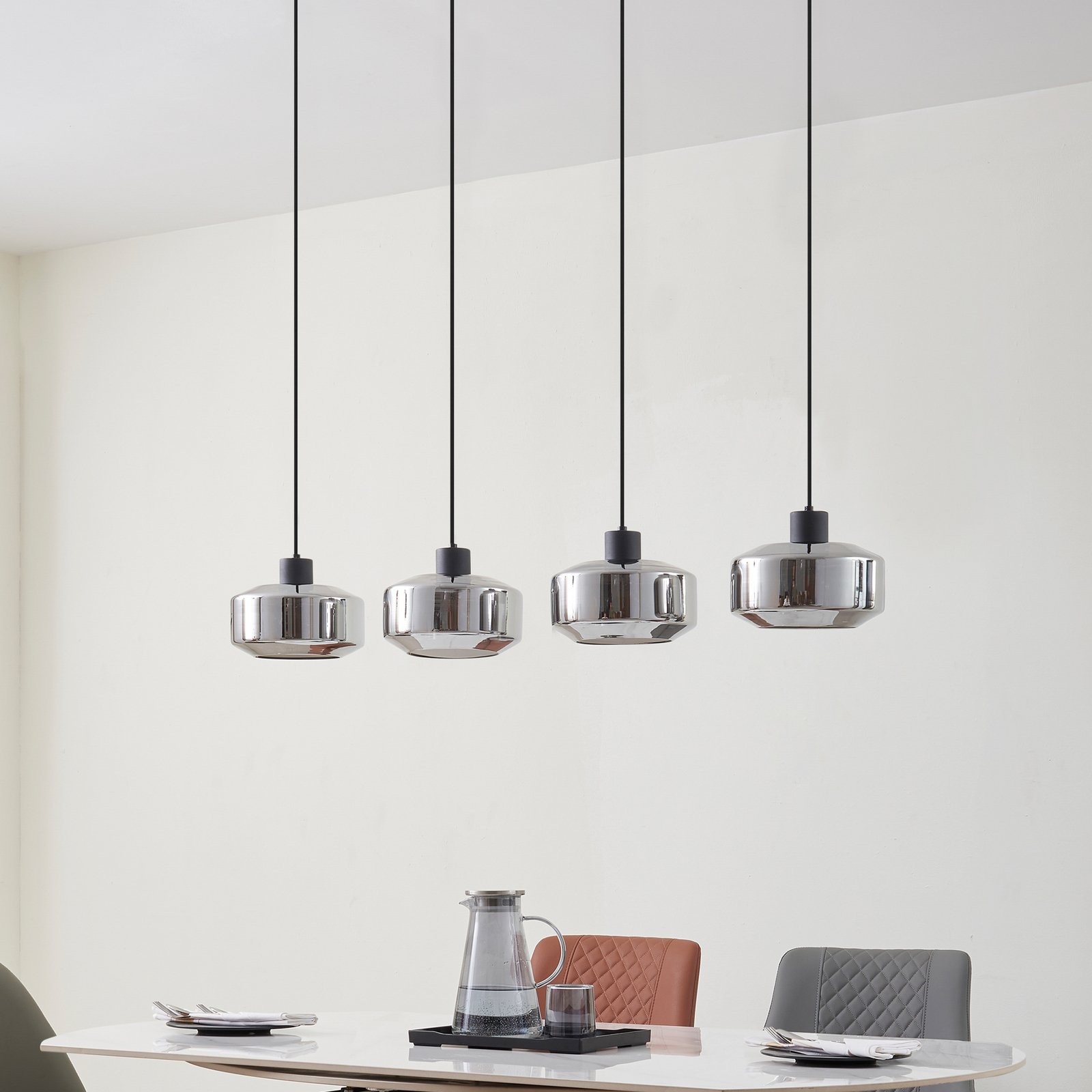 Hildur 4 Lampada a Sospensione 115cm Fumé Grigio/Nero - Lindby