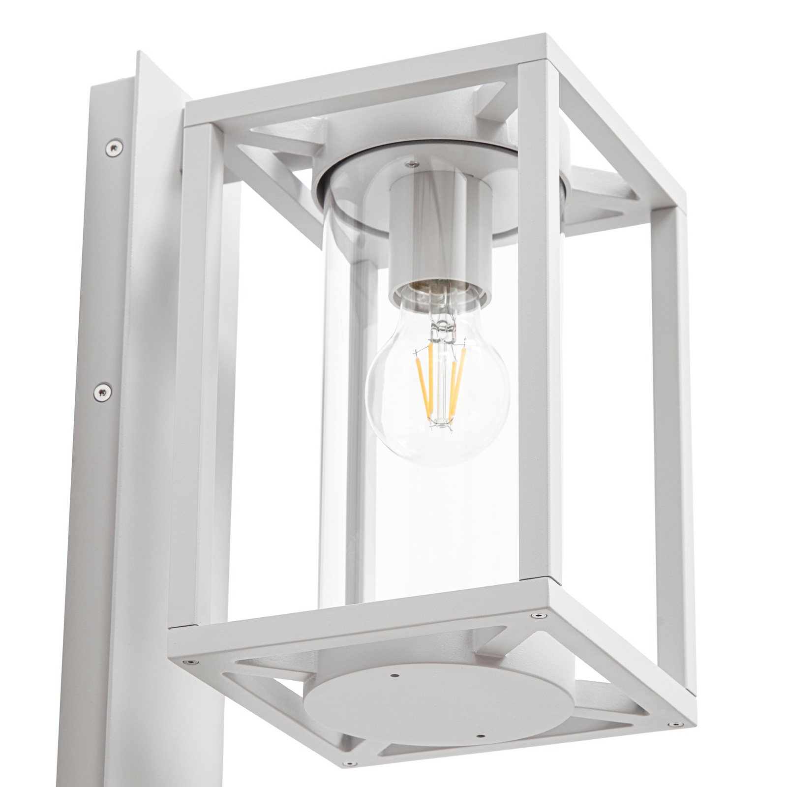 Lucande Applique da esterno Ferda, sensore, portalampada inferiore, grigio