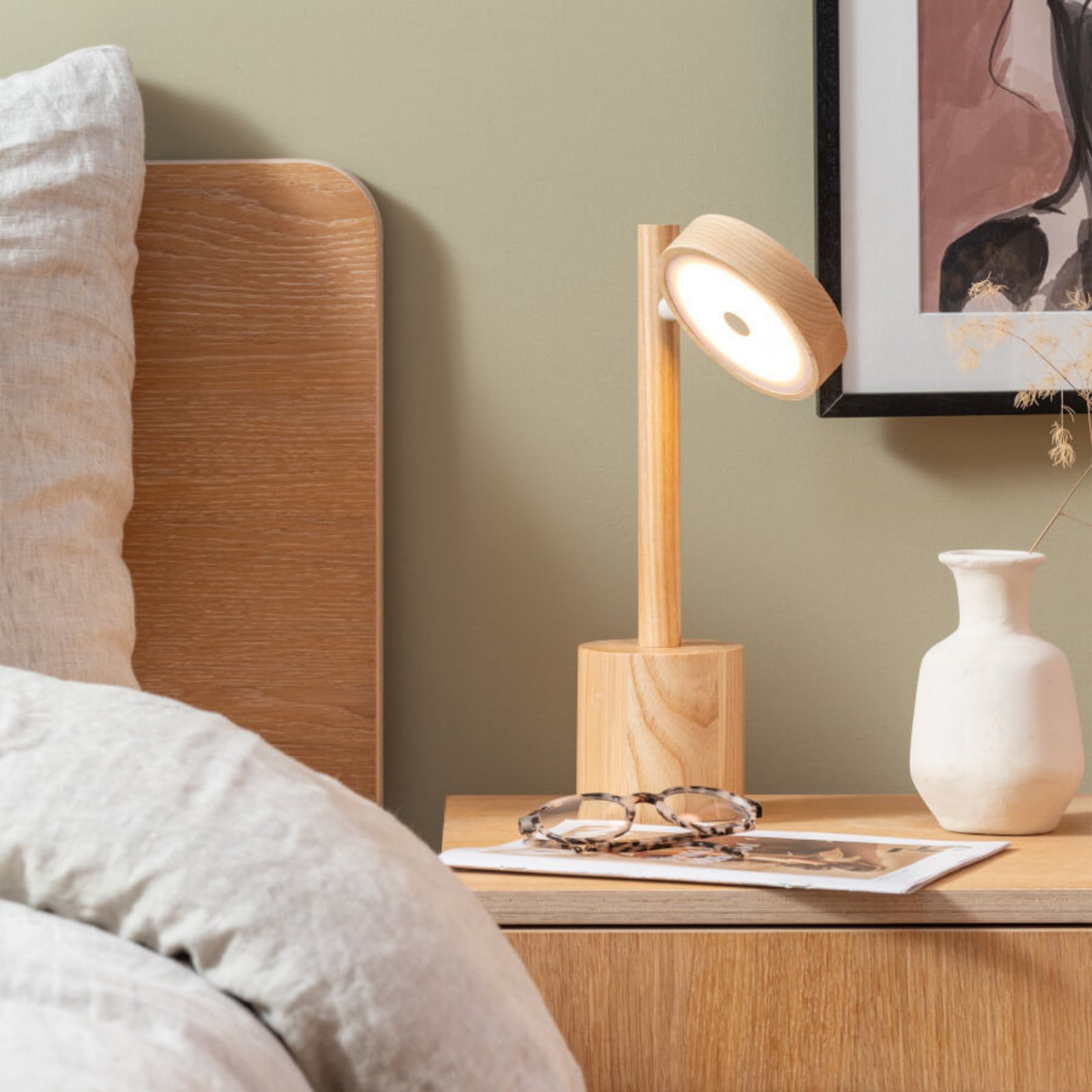 GOOD & MOJO lampada LED da tavolo Okinawa, naturale, 35 cm, legno