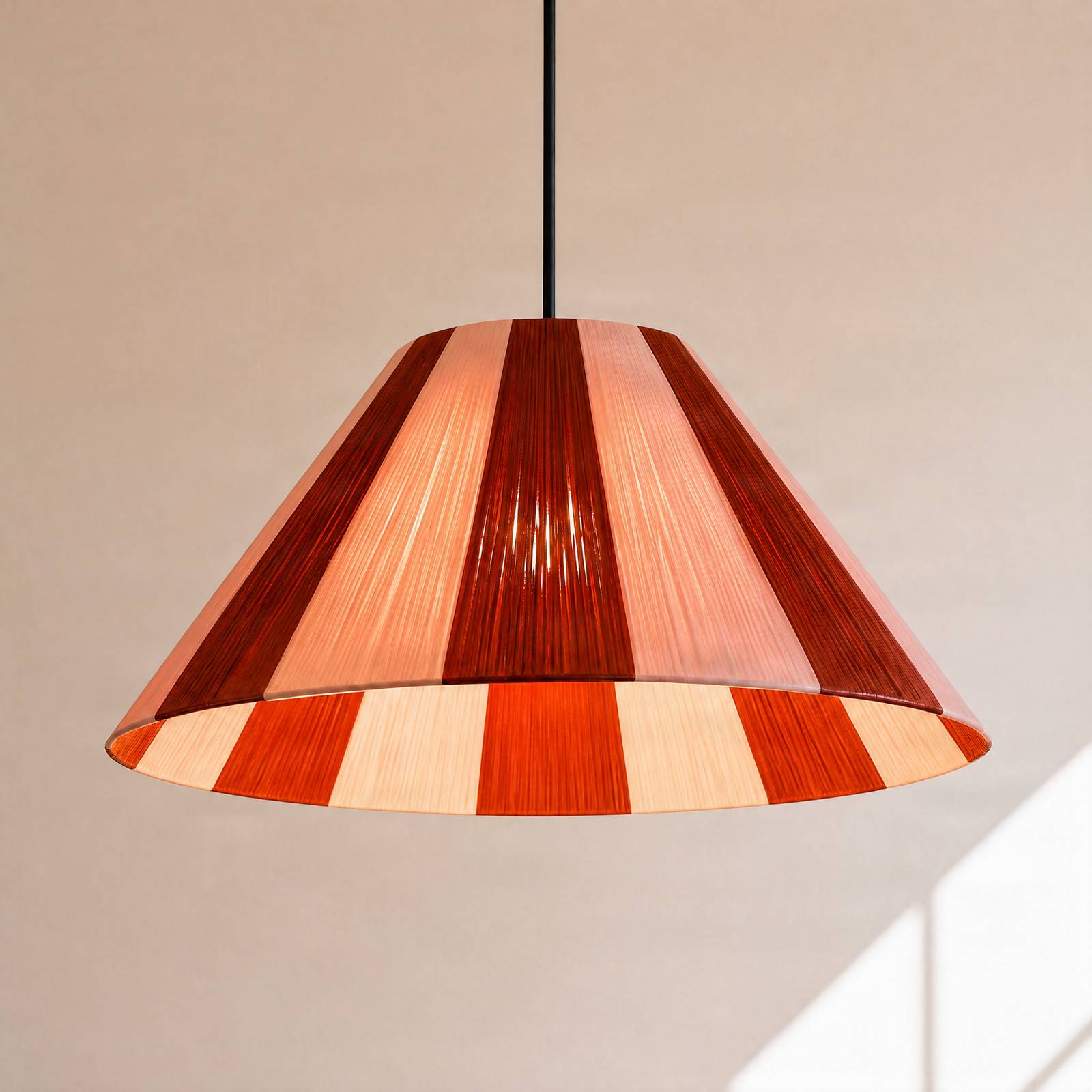 Żyrandol Lindby Suly, czerwono-różowa, bawełna, Ø 45 cm