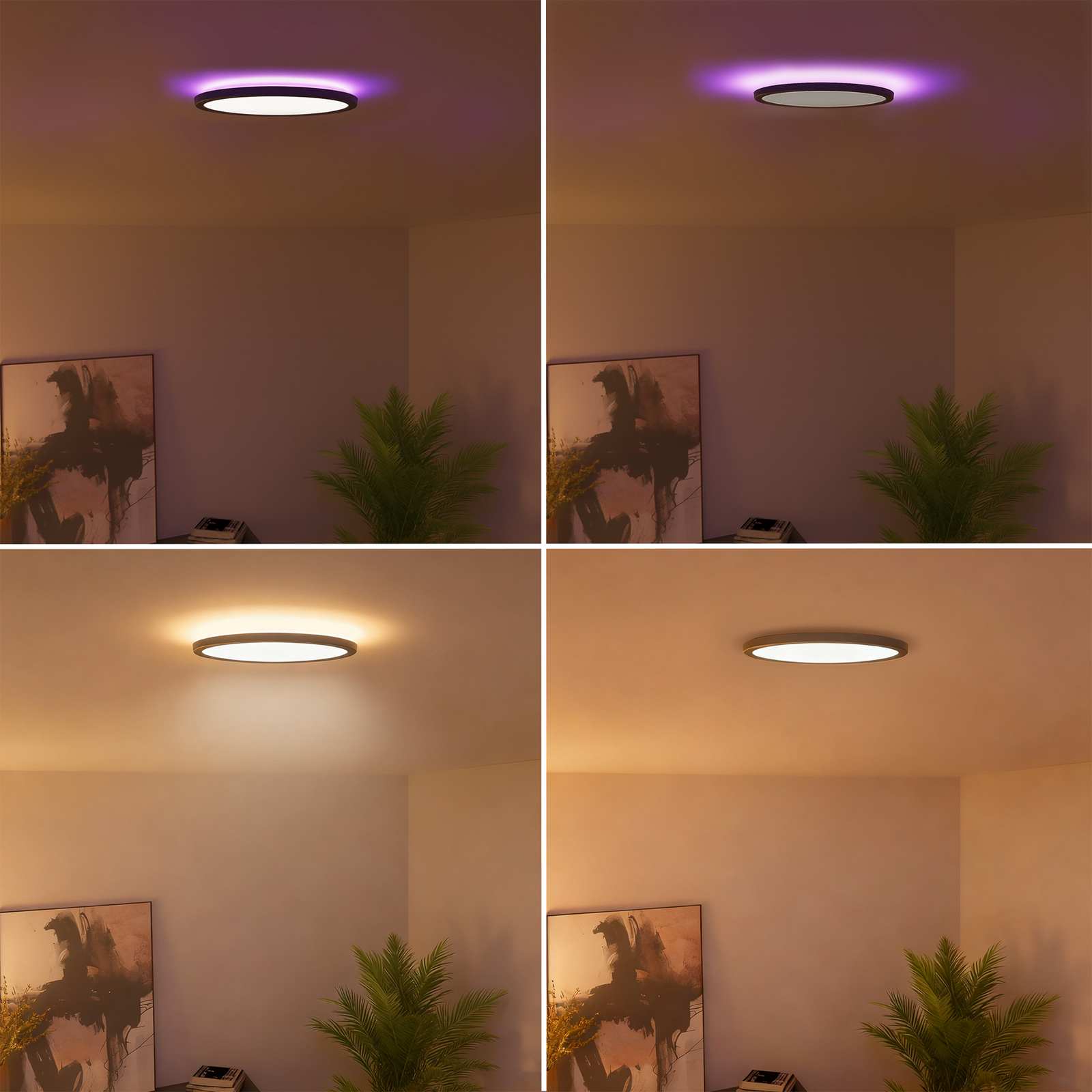 Calex Smart LED-Deckenlampe HALO Ø 40cm schwarz IP54 RGB CCT