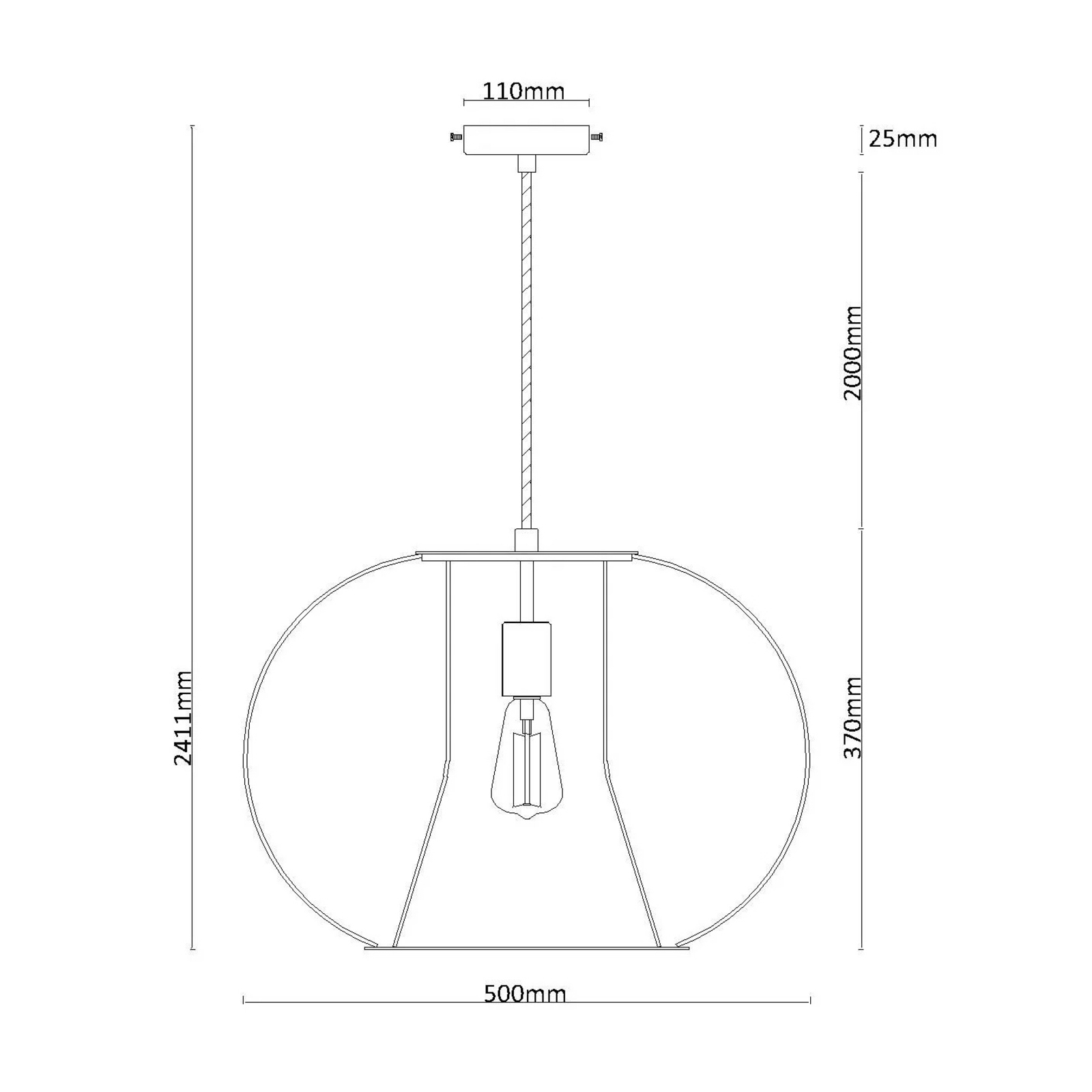 Lámpara colgante Beacon Pheonix negro, metal, Ø 50 cm